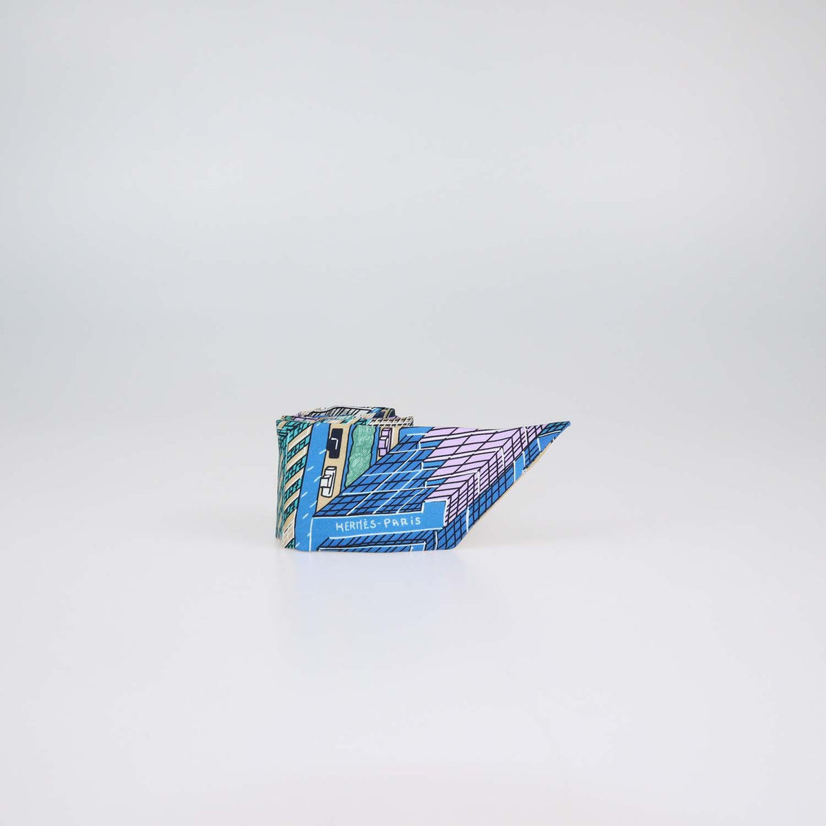 Hermes Multicolor Silk Pantin City Print Twilly