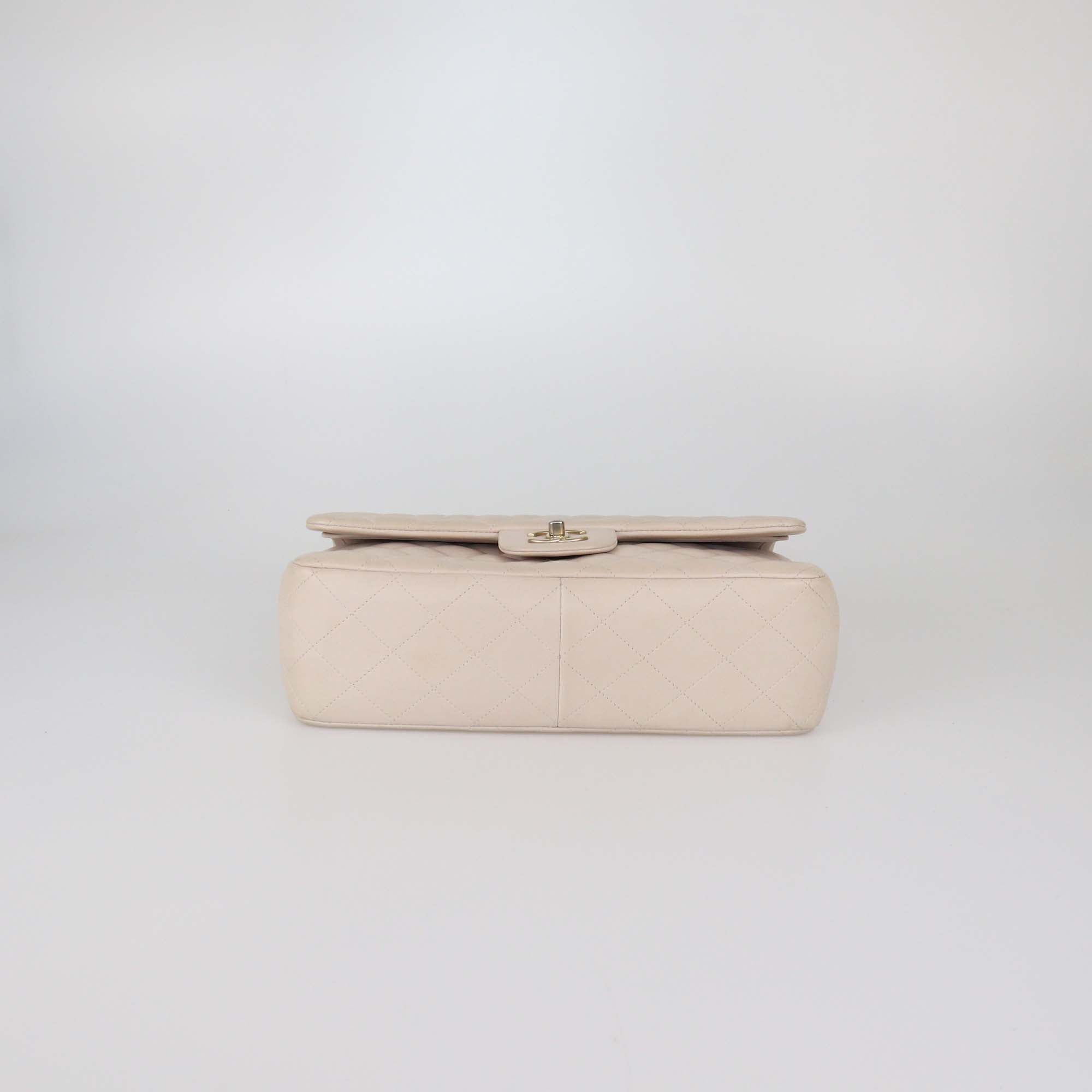 Chanel Light Beige Quilted Leather Jumbo Classic Double Flap Bag