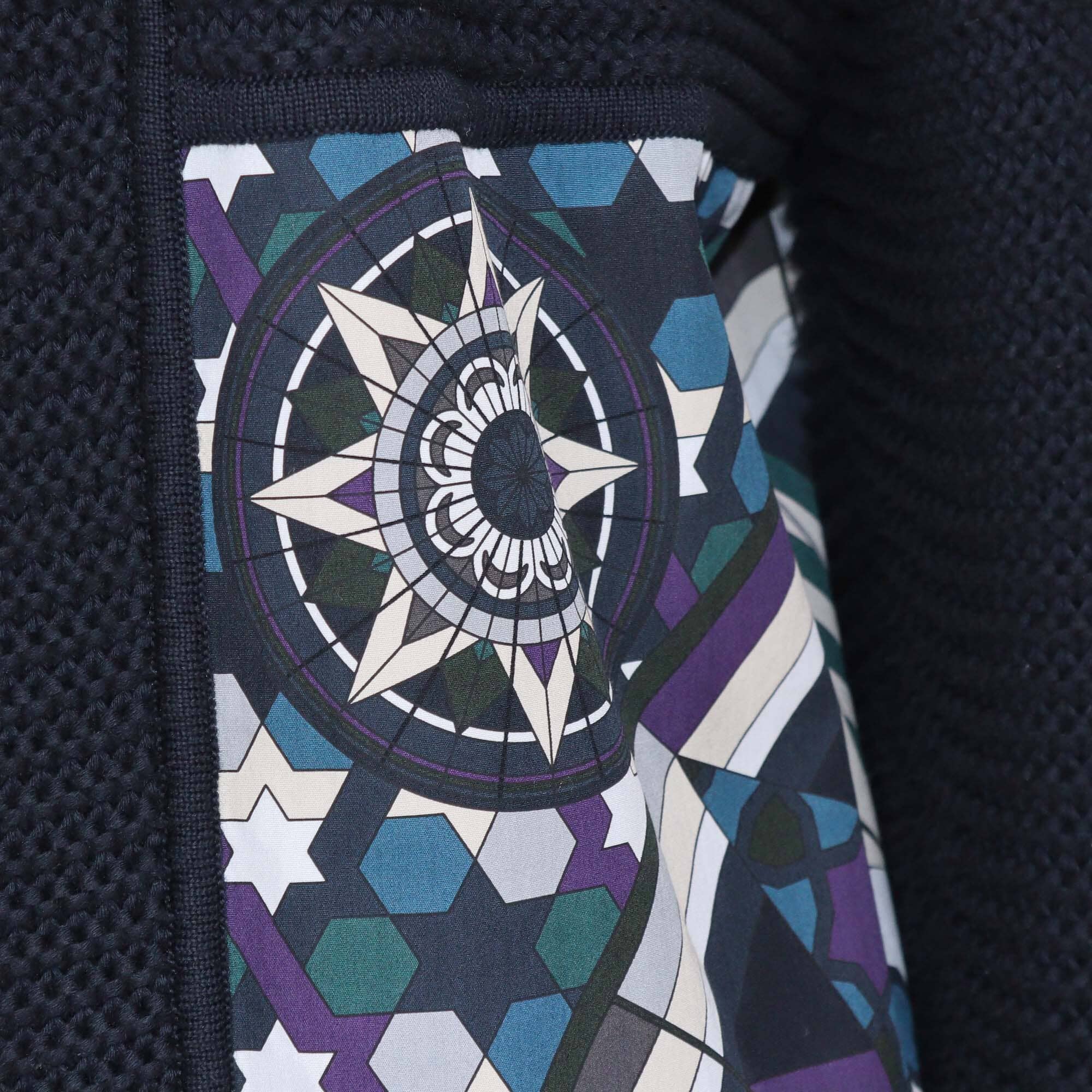 Hermes Black/Multicolor Rose de Compass Twillaine Long Cardigan Womens Hermes