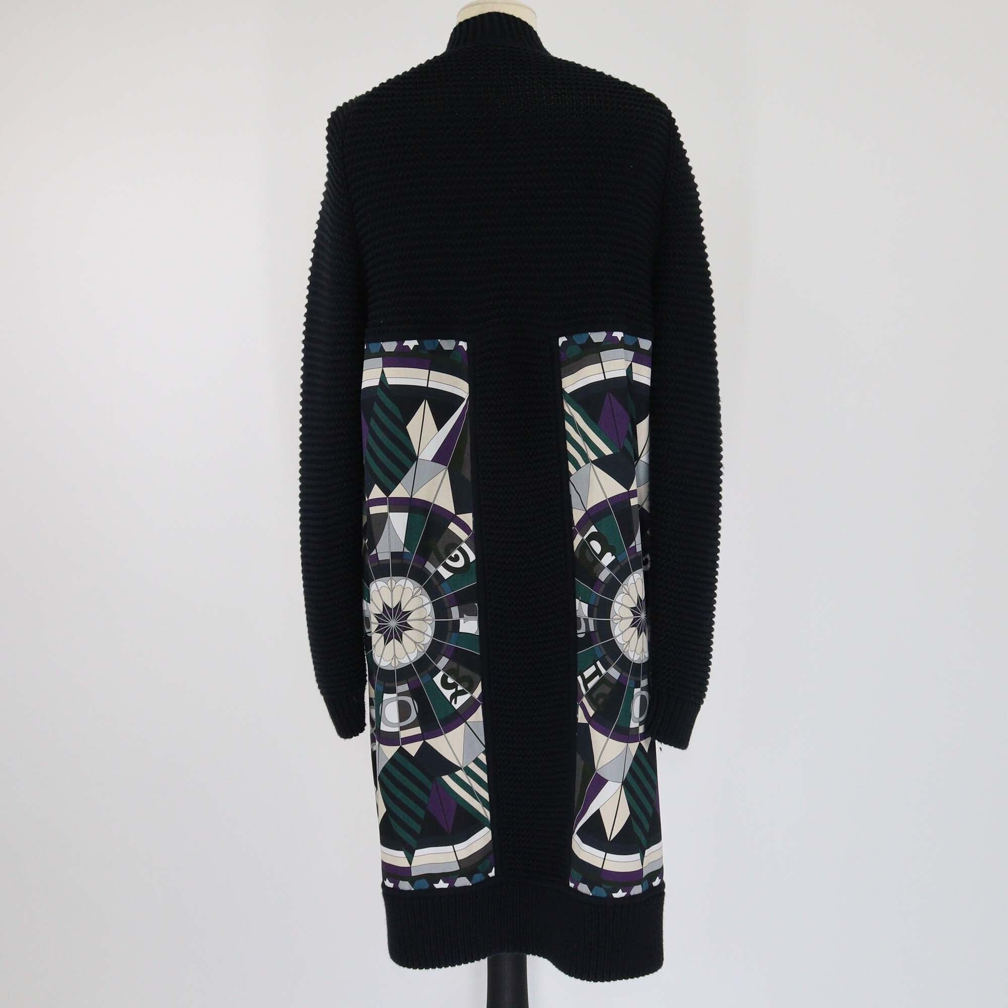 Hermes Black/Multicolor Rose de Compass Twillaine Long Cardigan Womens Hermes