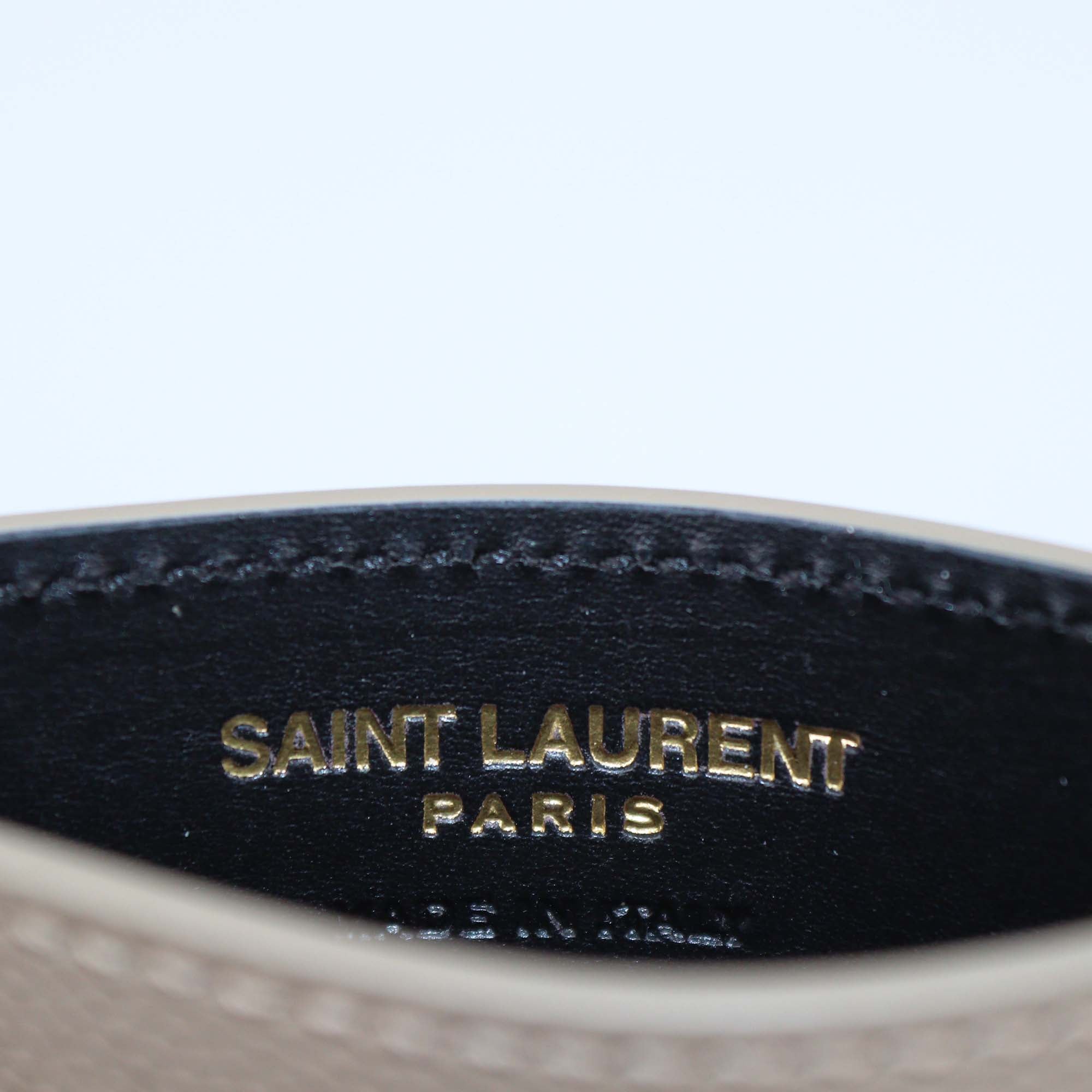Saint Laurent Beige Matelasse Leather Cassandre Card Holder