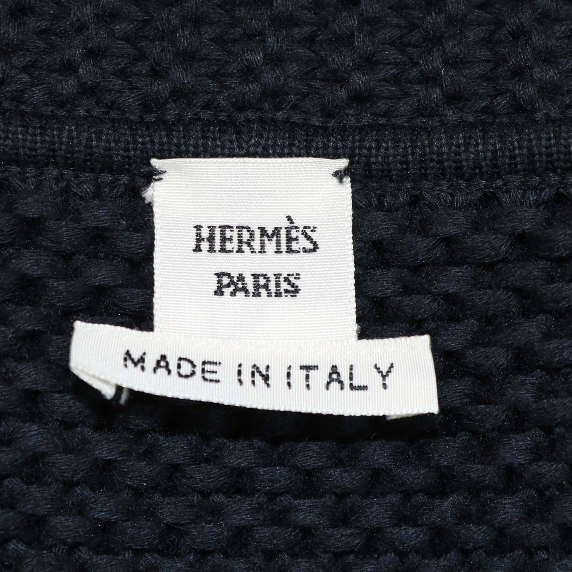 Hermes Black/Multicolor Rose de Compass Twillaine Long Cardigan Womens Hermes