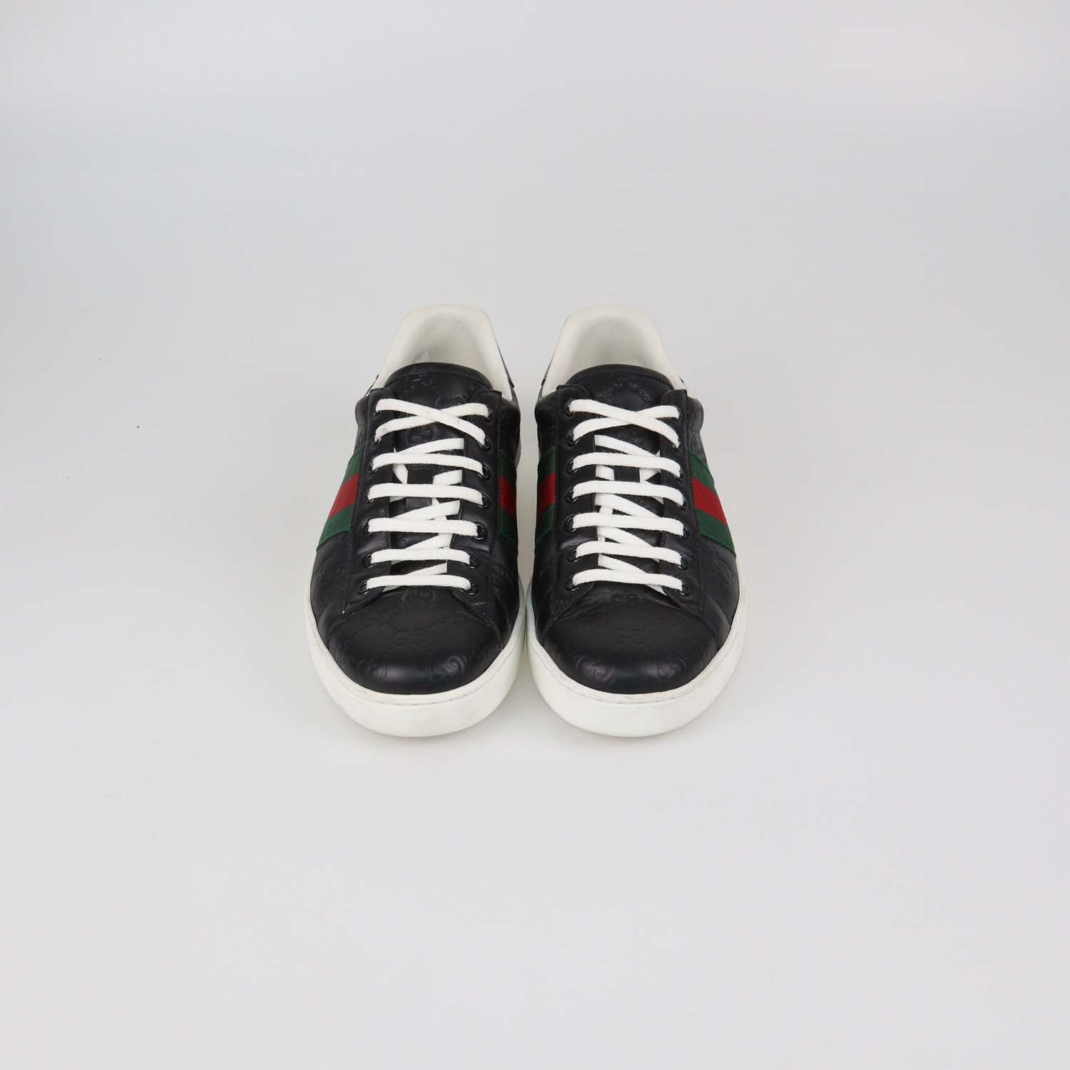 Gucci Black Guccissima Leather Classic Ace Low Top Sneakers