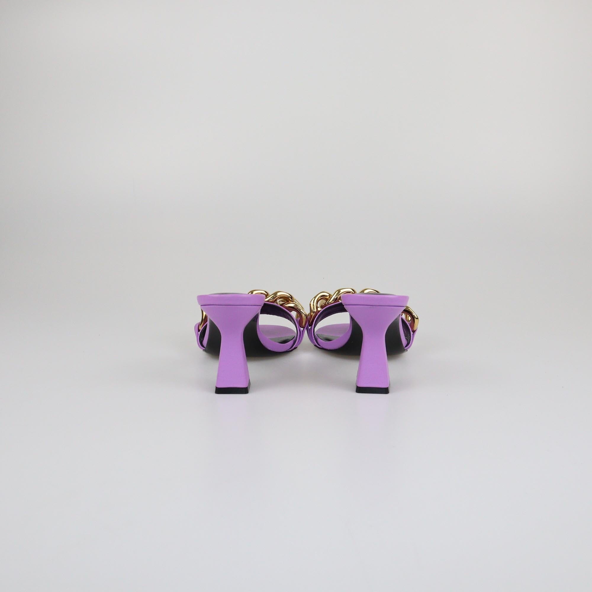 Versace Purple Medusa Chain Sandals Womens Versace