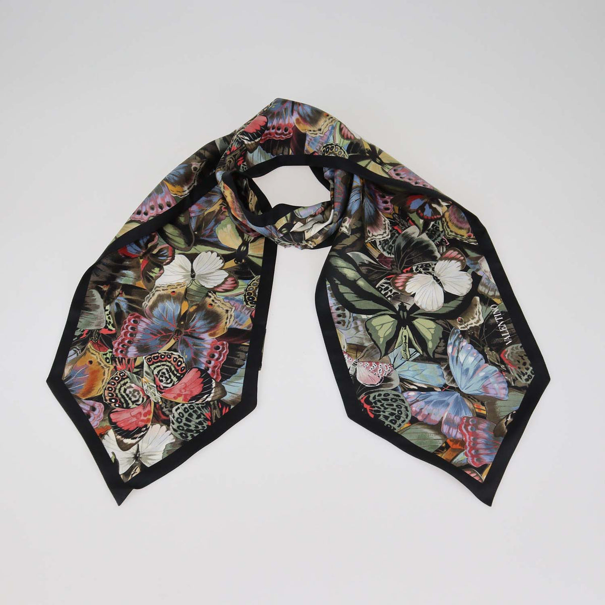 Valentino Multicolor Silk Butterfly Print Scarf