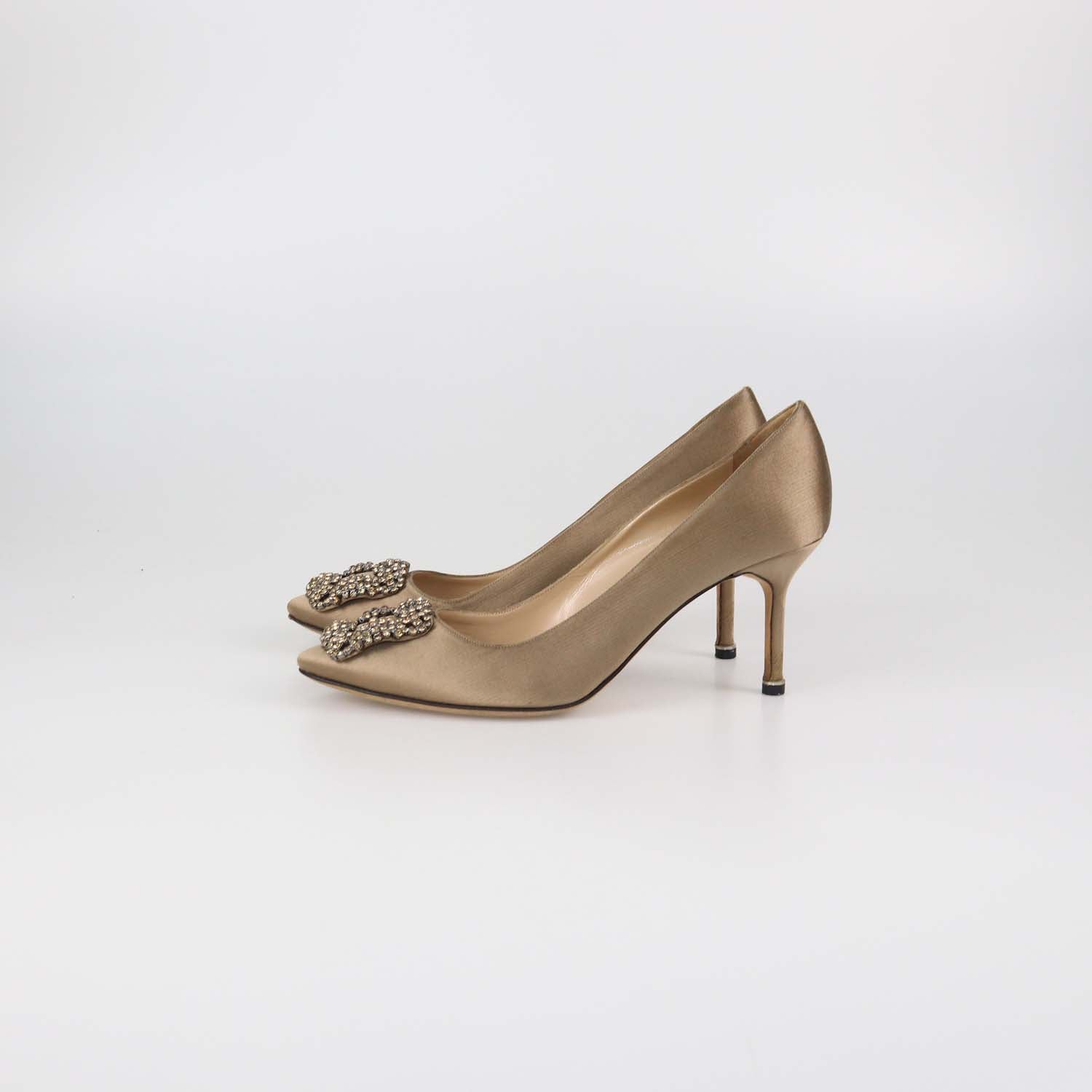 Manolo Blahnik Champagne Satin Hangisi Pumps