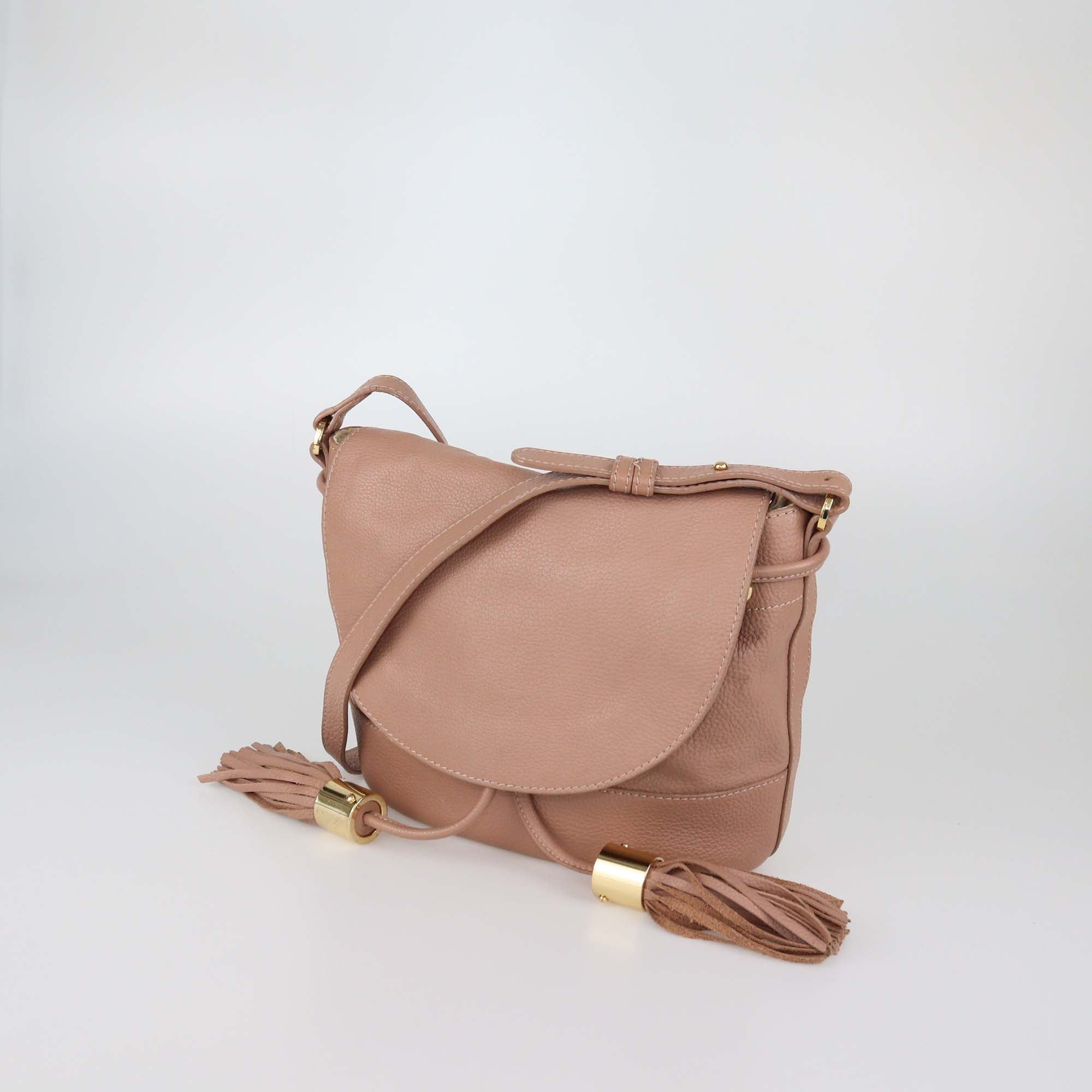 See By Chloe Dark Beige Leather Vicky Crossbody Bag