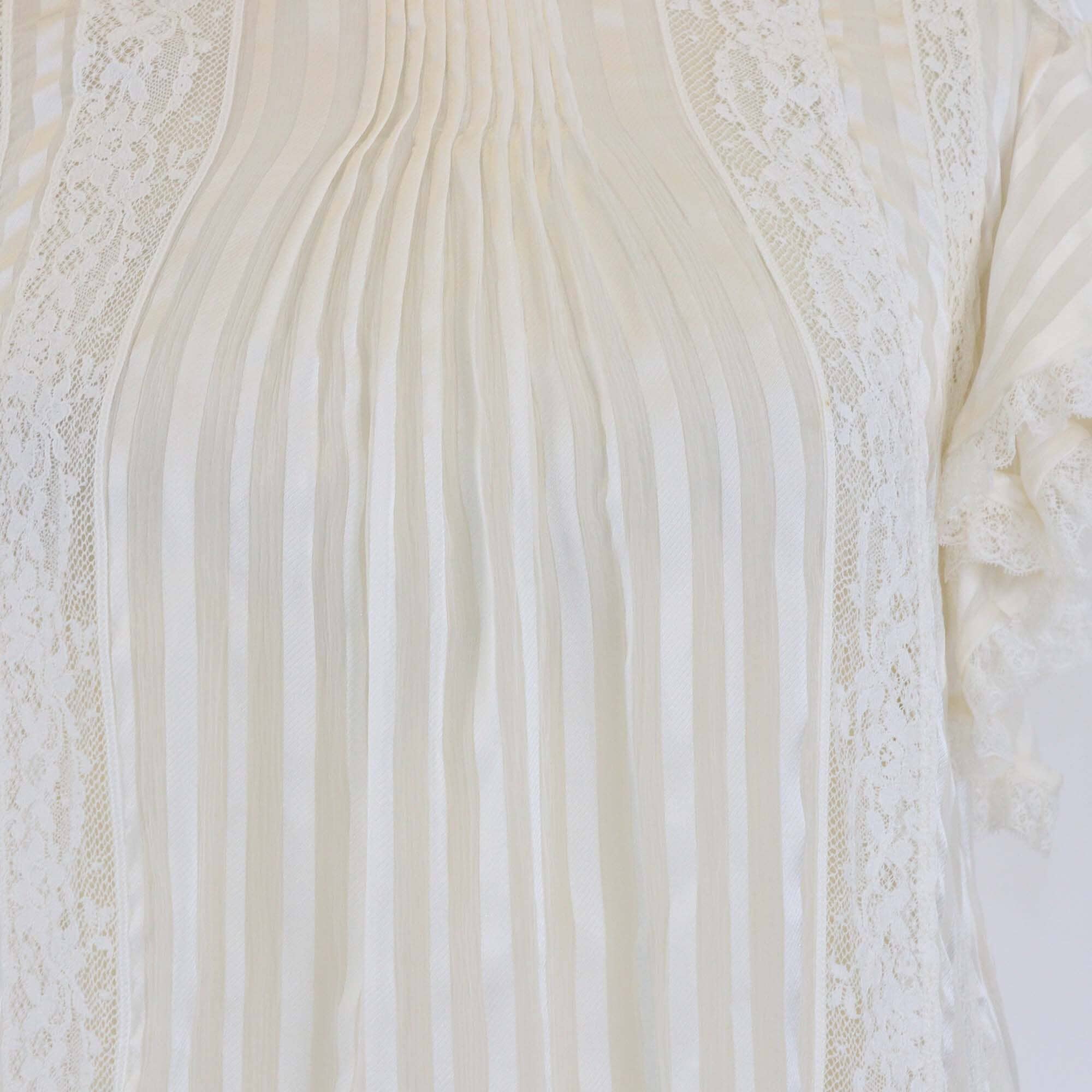Zimmermann Cream Ruffled Lace Trimmed Short Sleeve Top Womens Zimmermann