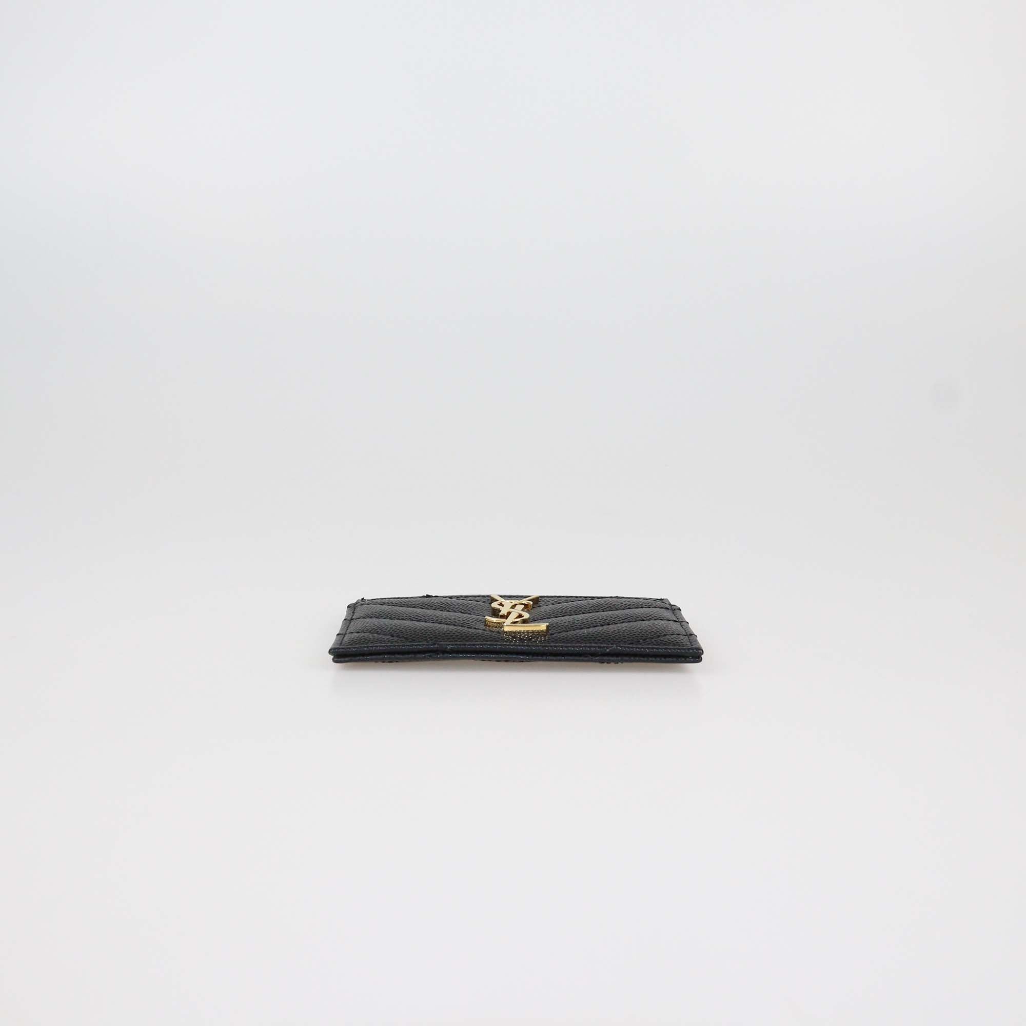 Saint Laurent Black Matelasse Leather Cassandre Card Holder