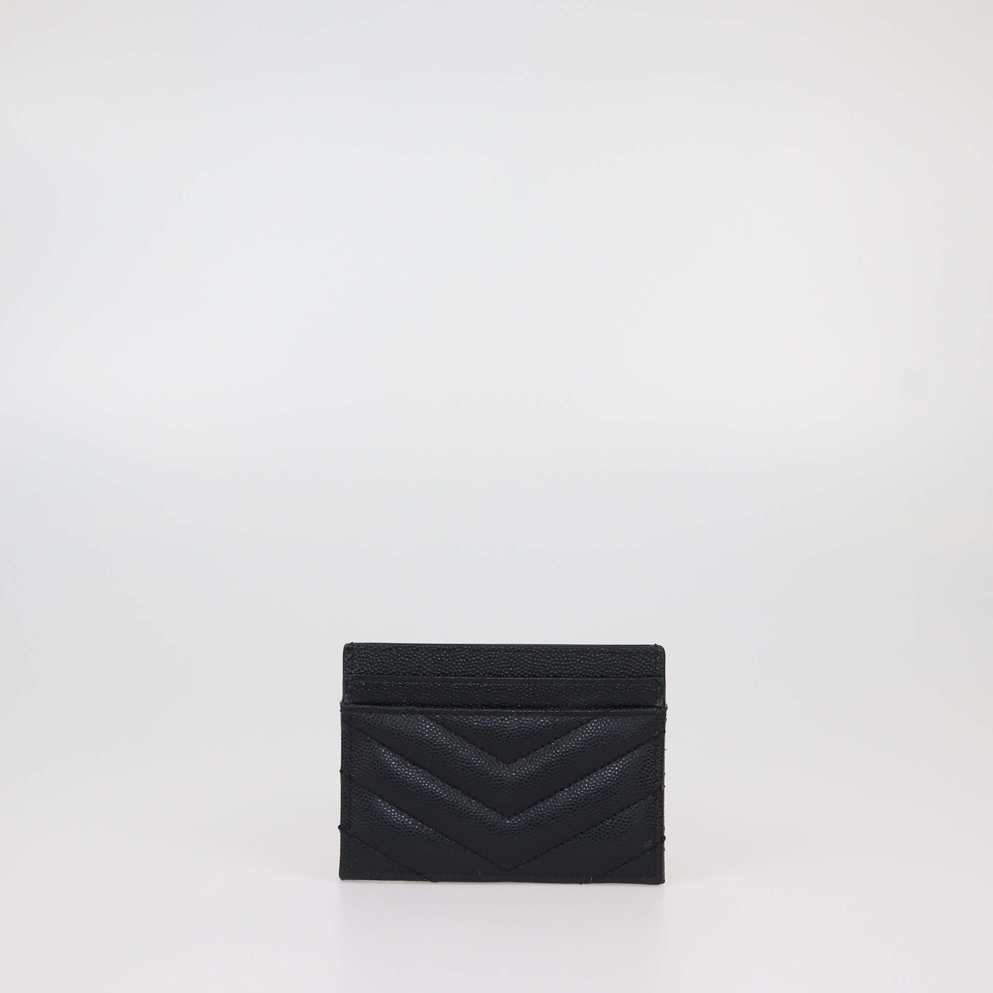 Saint Laurent Black Matelasse Leather Cassandre Card Holder