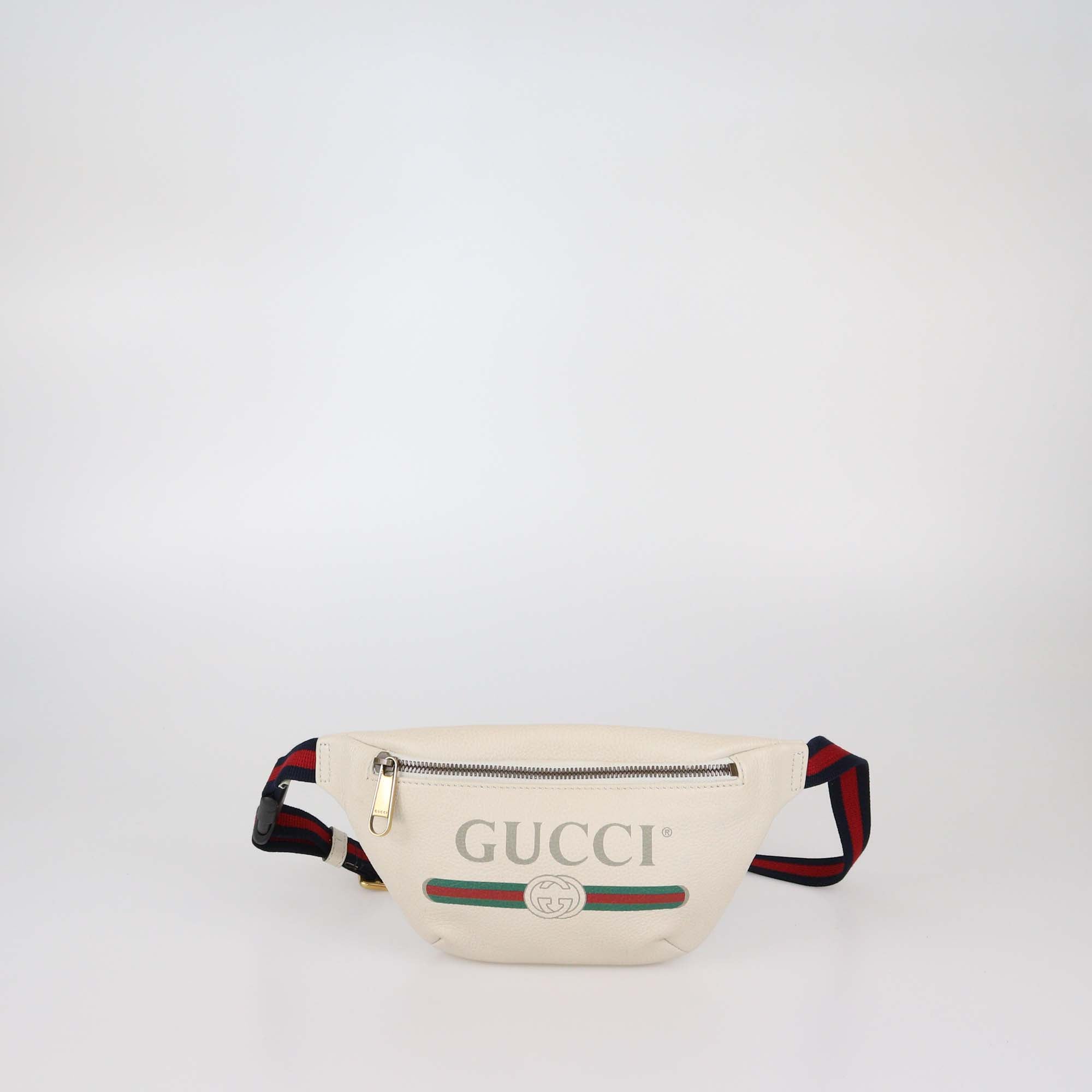 Gucci Off White Leather Logo Web Belt Bag