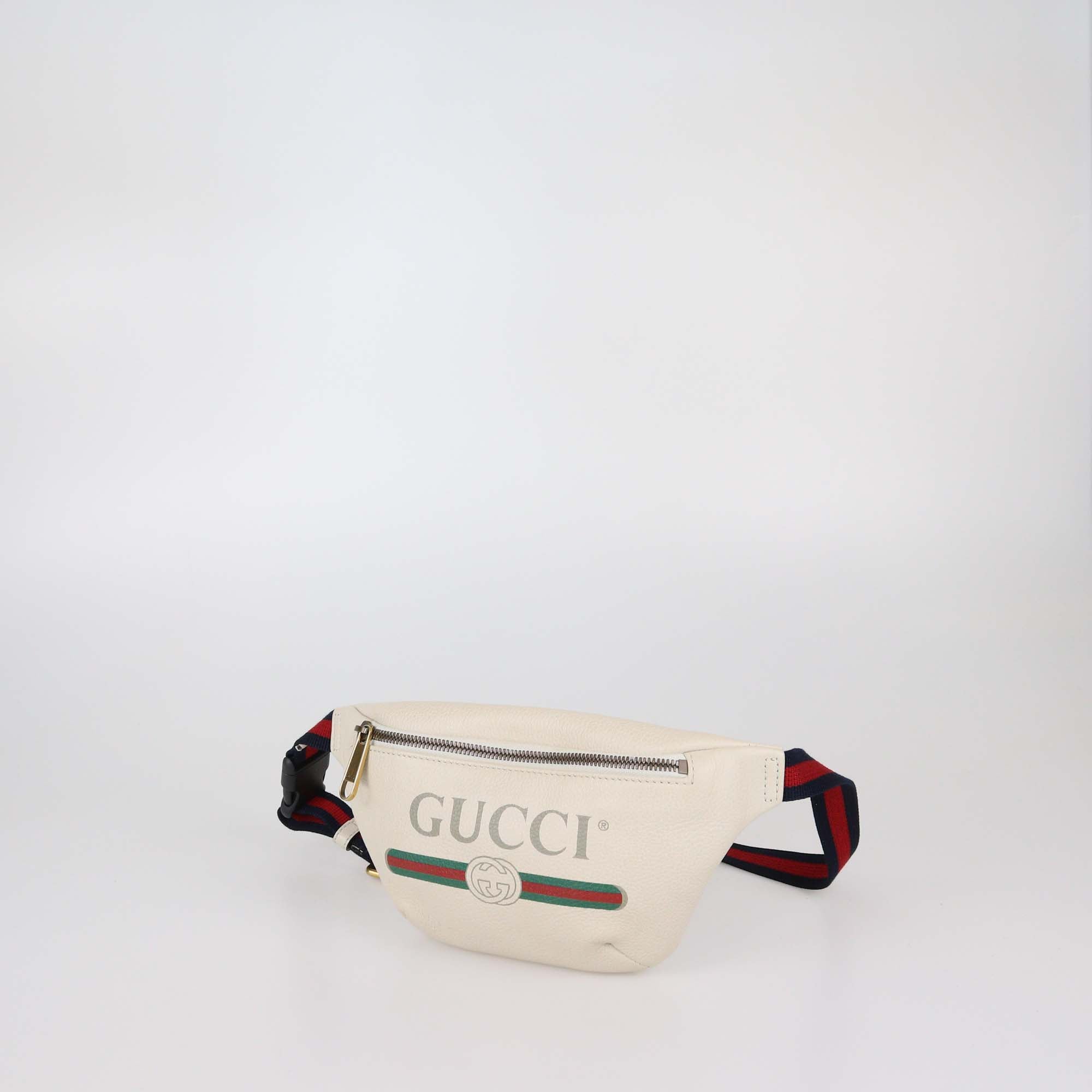 Gucci Off White Leather Logo Web Belt Bag