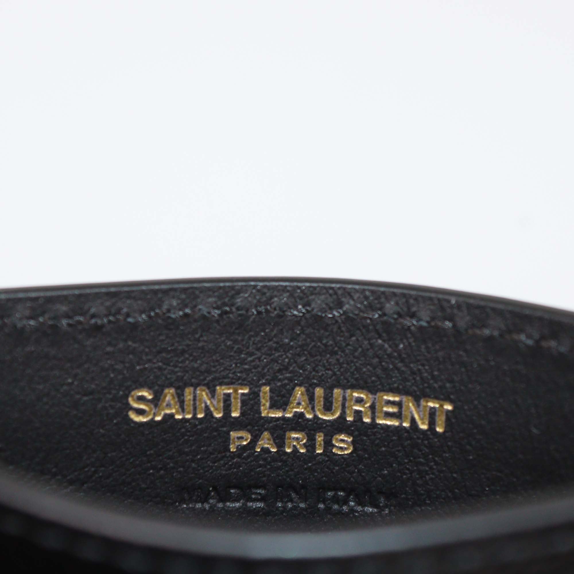 Saint Laurent Black Matelasse Leather Cassandre Card Holder