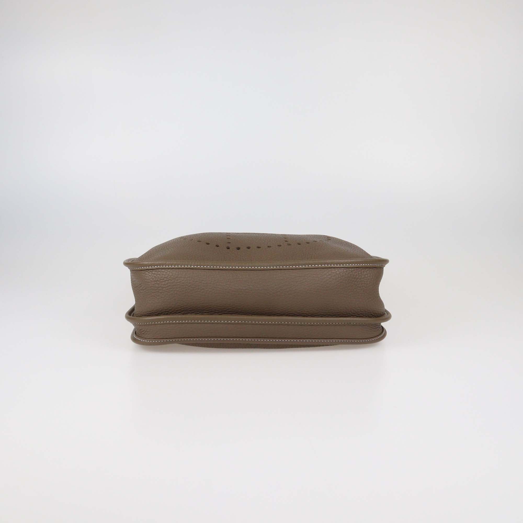 Hermes Etoupe Clemence Leather Evelyne III PM Bag