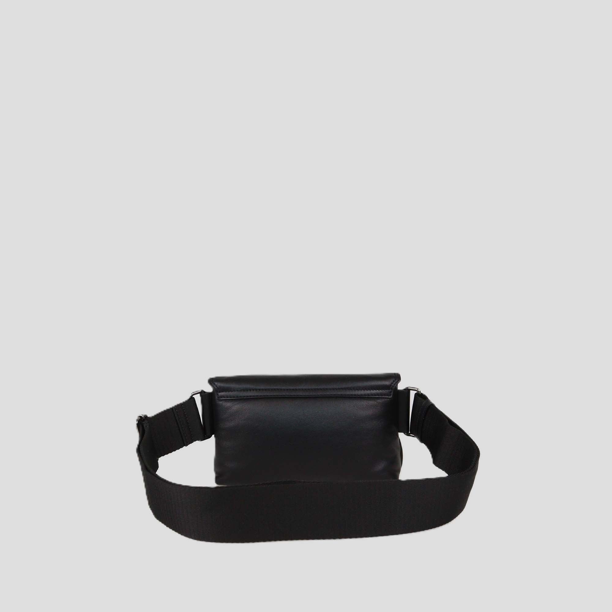 Valentino Black Padded Leather Logo Belt Bag/Crossbody bag