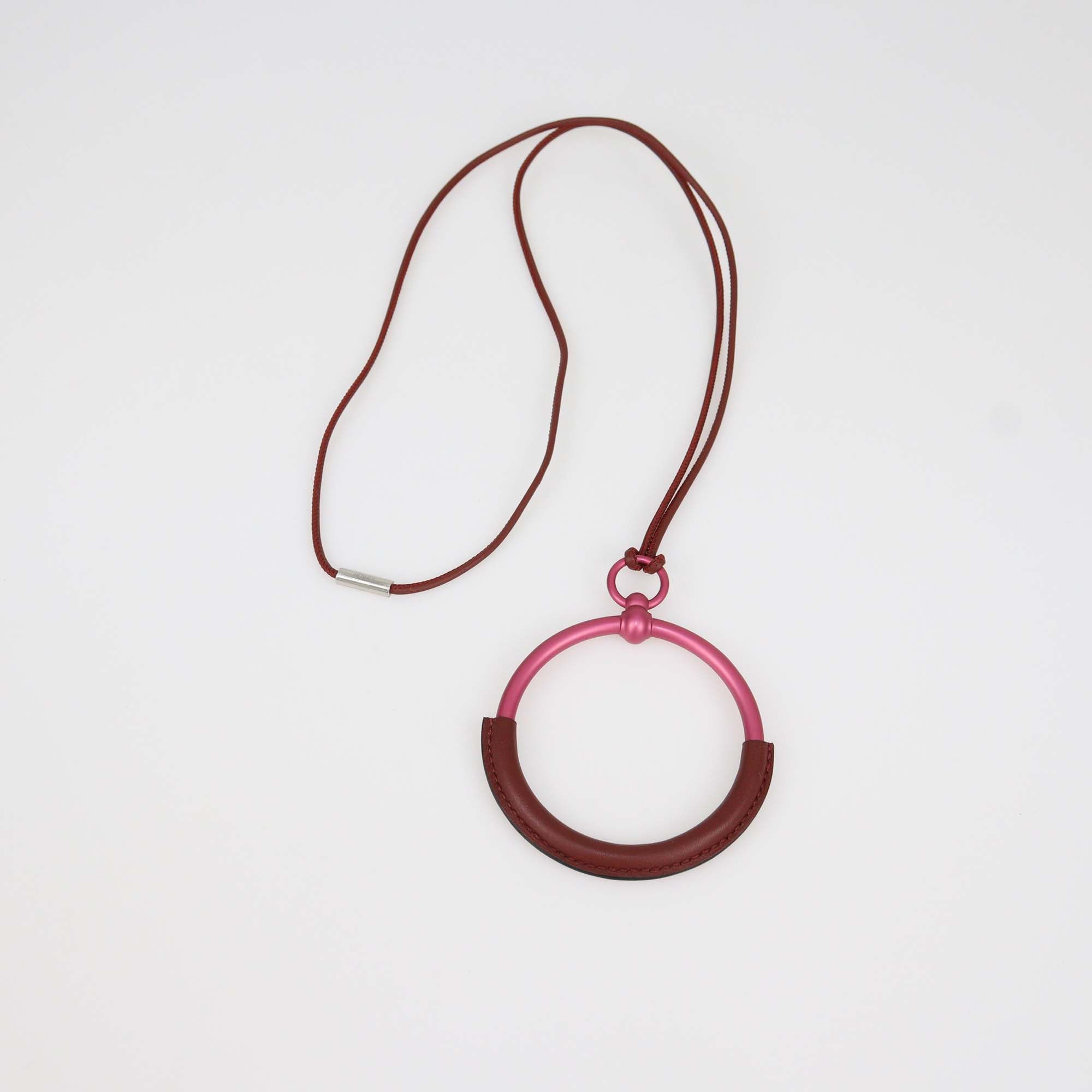 Hermes Rouge H Swift Leather Loop Pendant