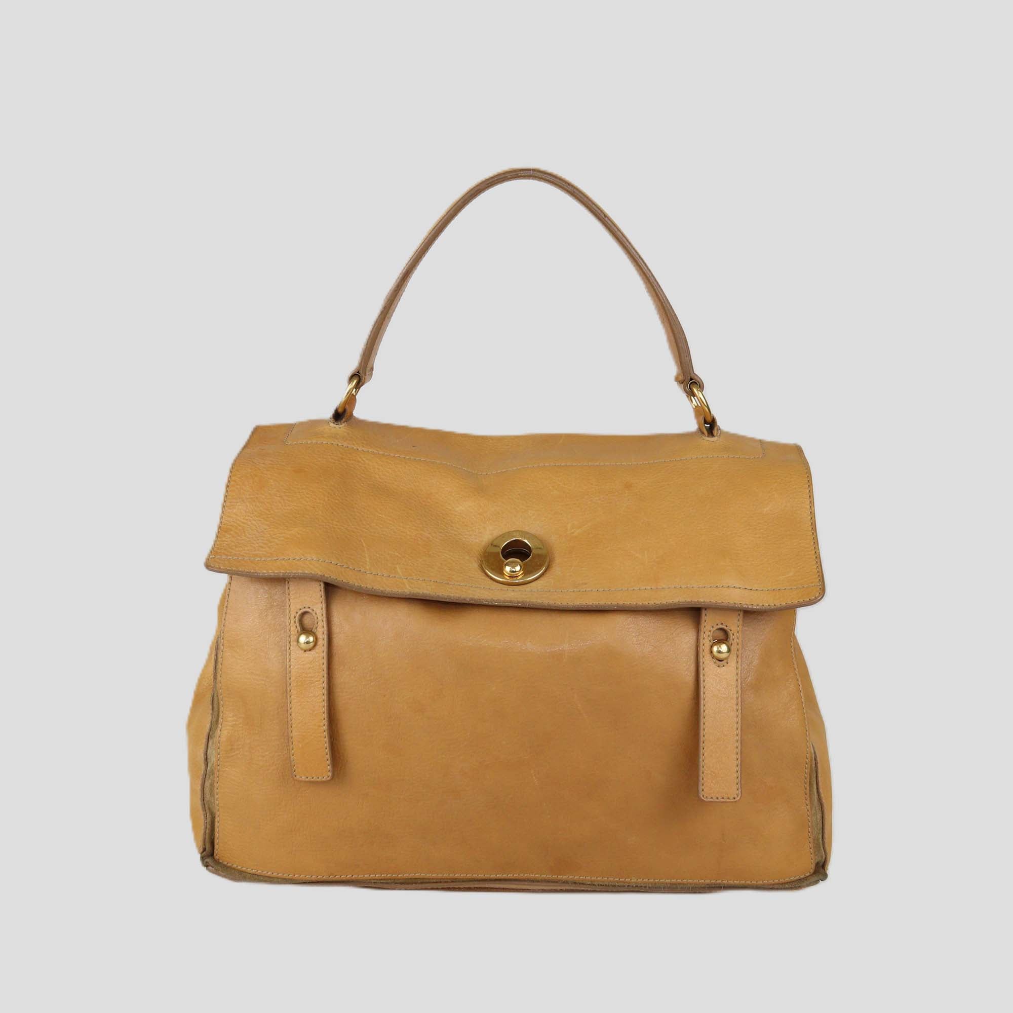 Yves Saint Laurent Tan Leather Large Muse Two Top Handle Bag