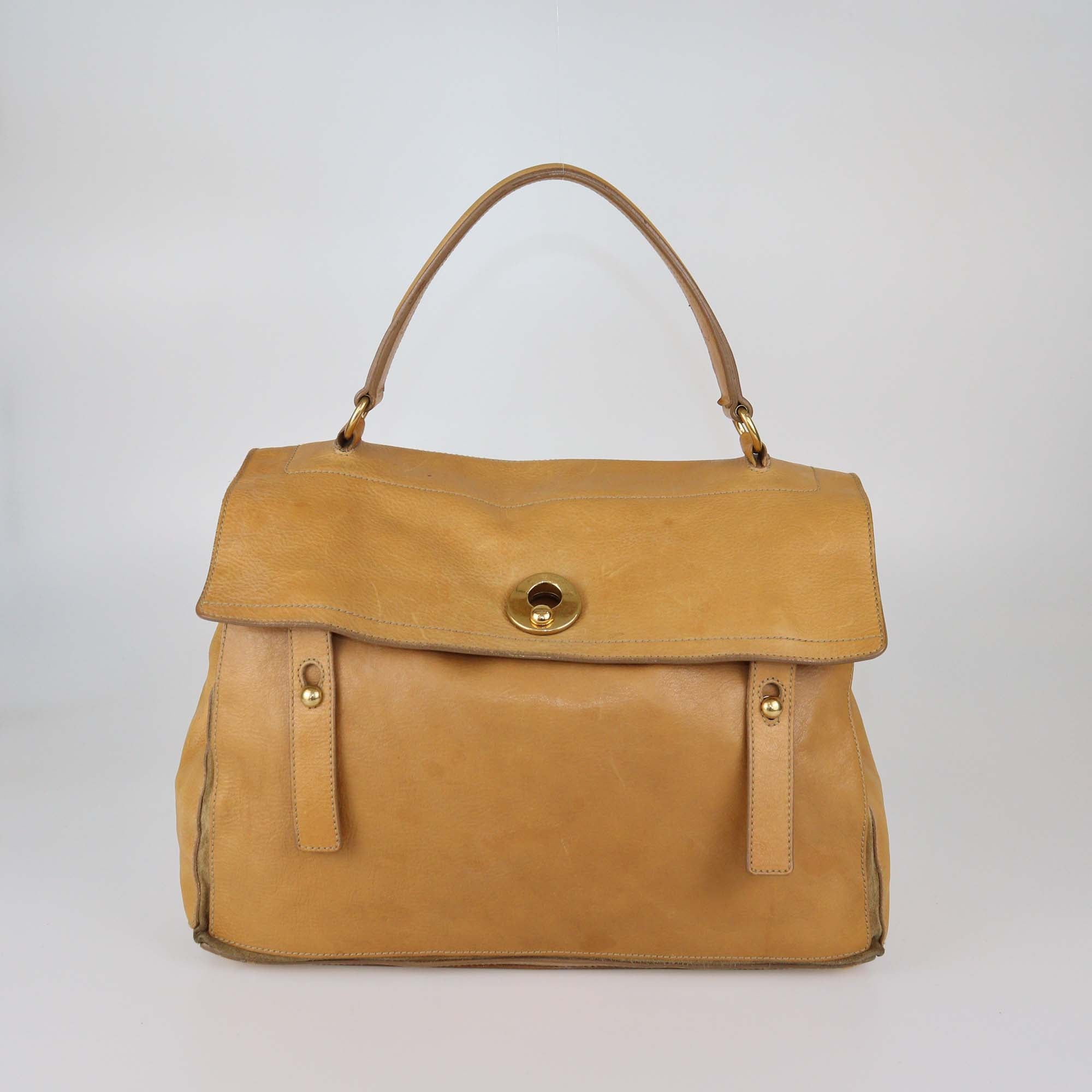 Yves Saint Laurent Tan Leather Large Muse Two Top Handle Bag