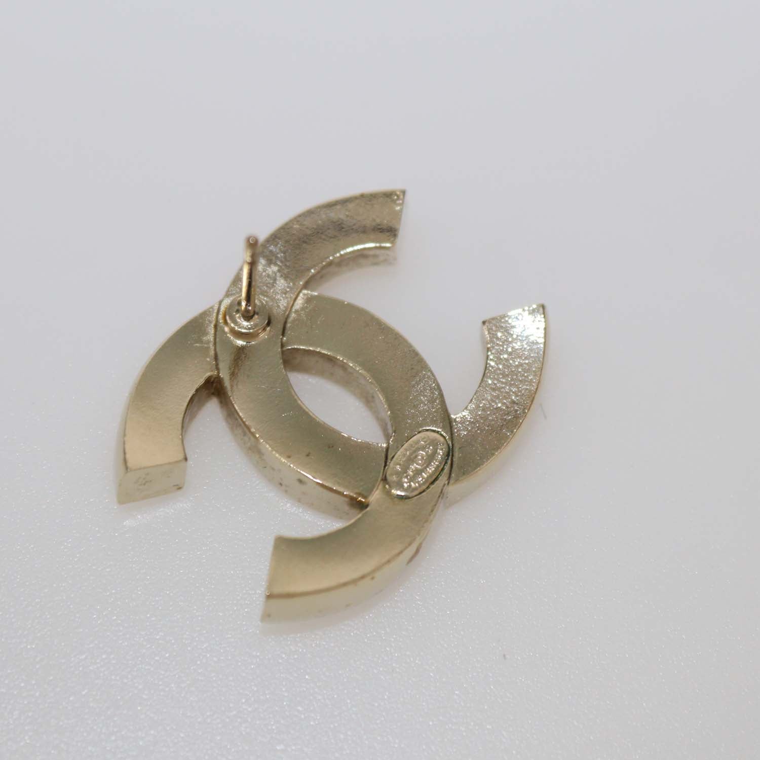 Chanel Gold Tone CC Crystals Stud Earrings