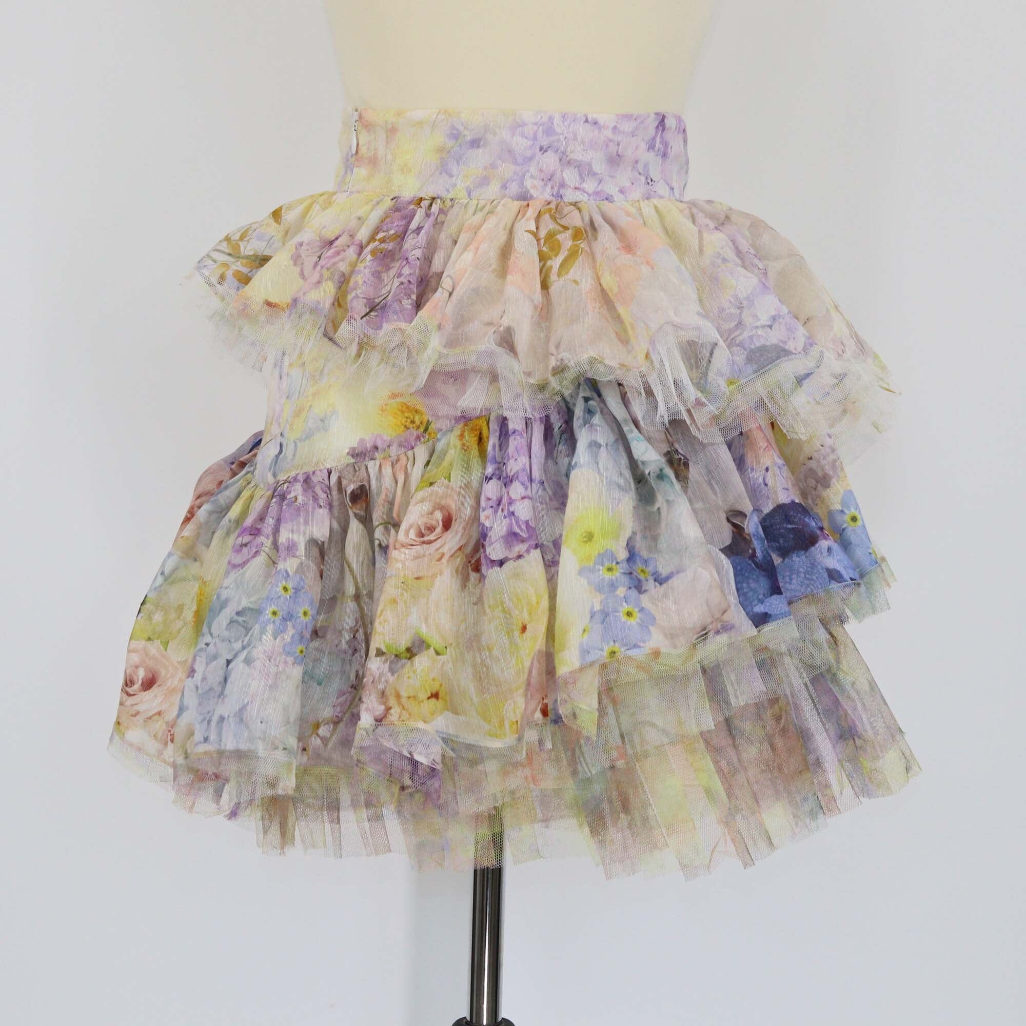 Zimmermann Multicolor Asymmetric Tiered Mini Skirt Womens Zimmermann
