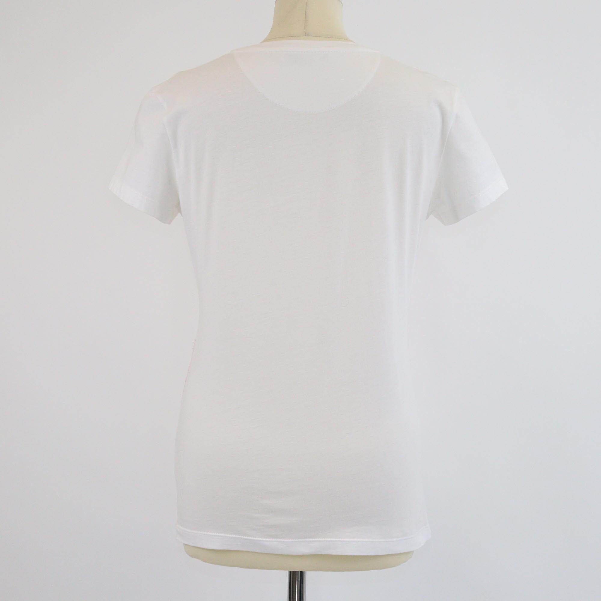 Valentino White/Pink Lace Trimmed Short Sleeve T-Shirt Womens Valentino