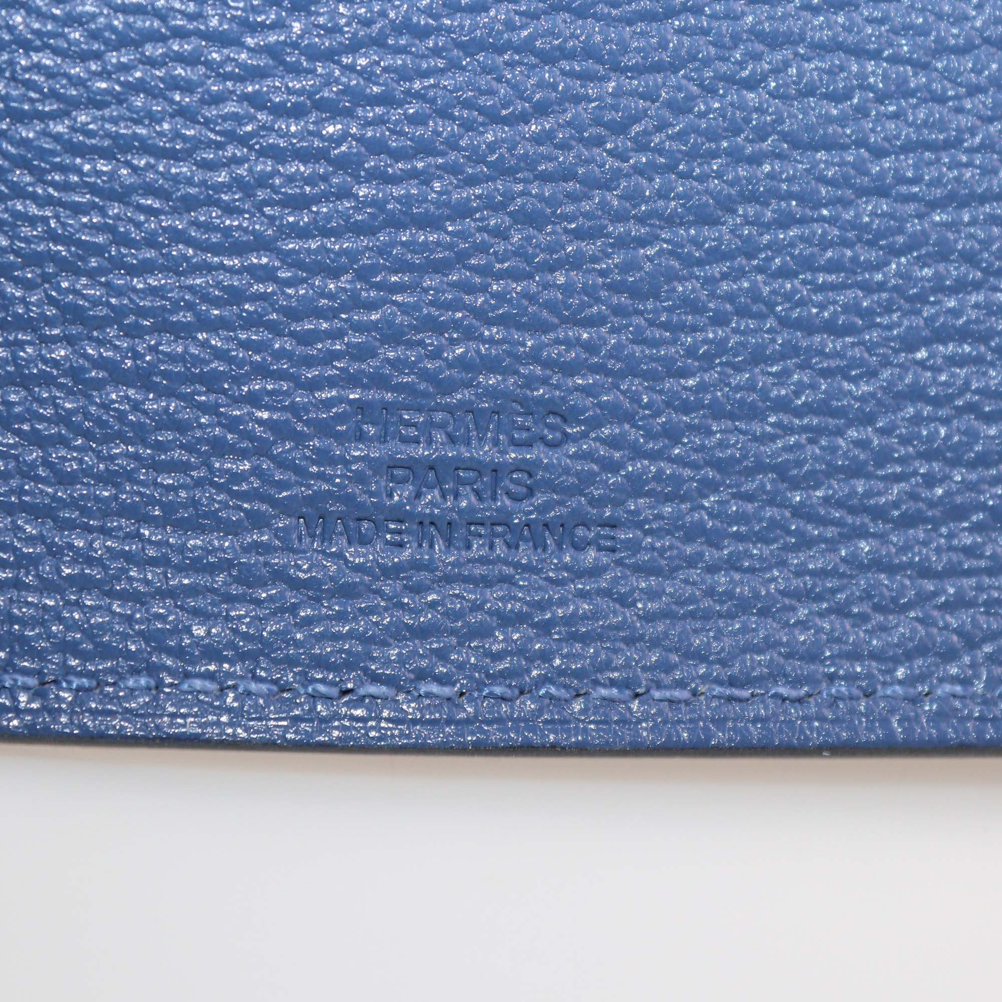 Hermes Bleu Chevre Mysore Leather Tarmac Passport Holder