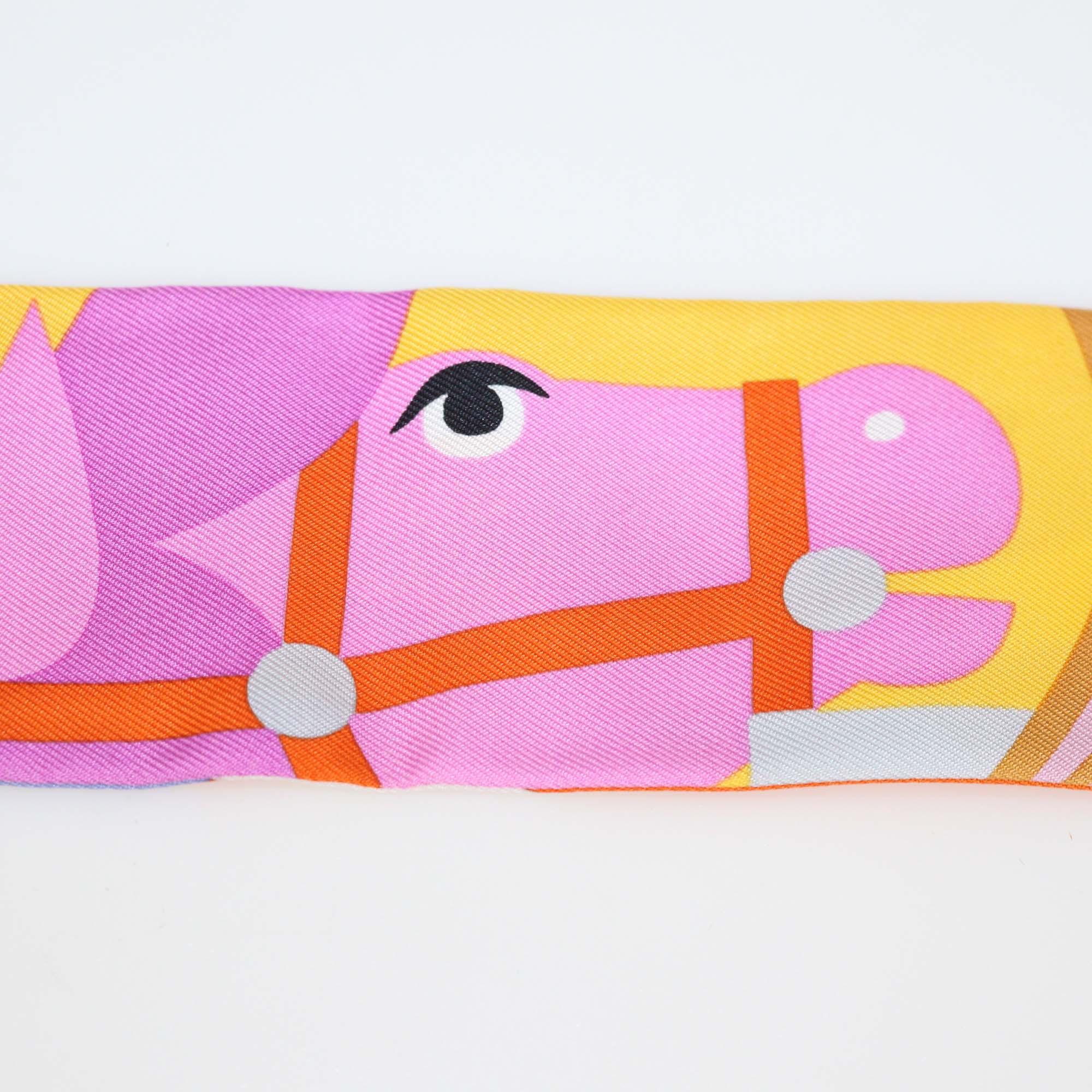 Hermes Parme Orange Cuit Silk Parade en Fanfare Twilly