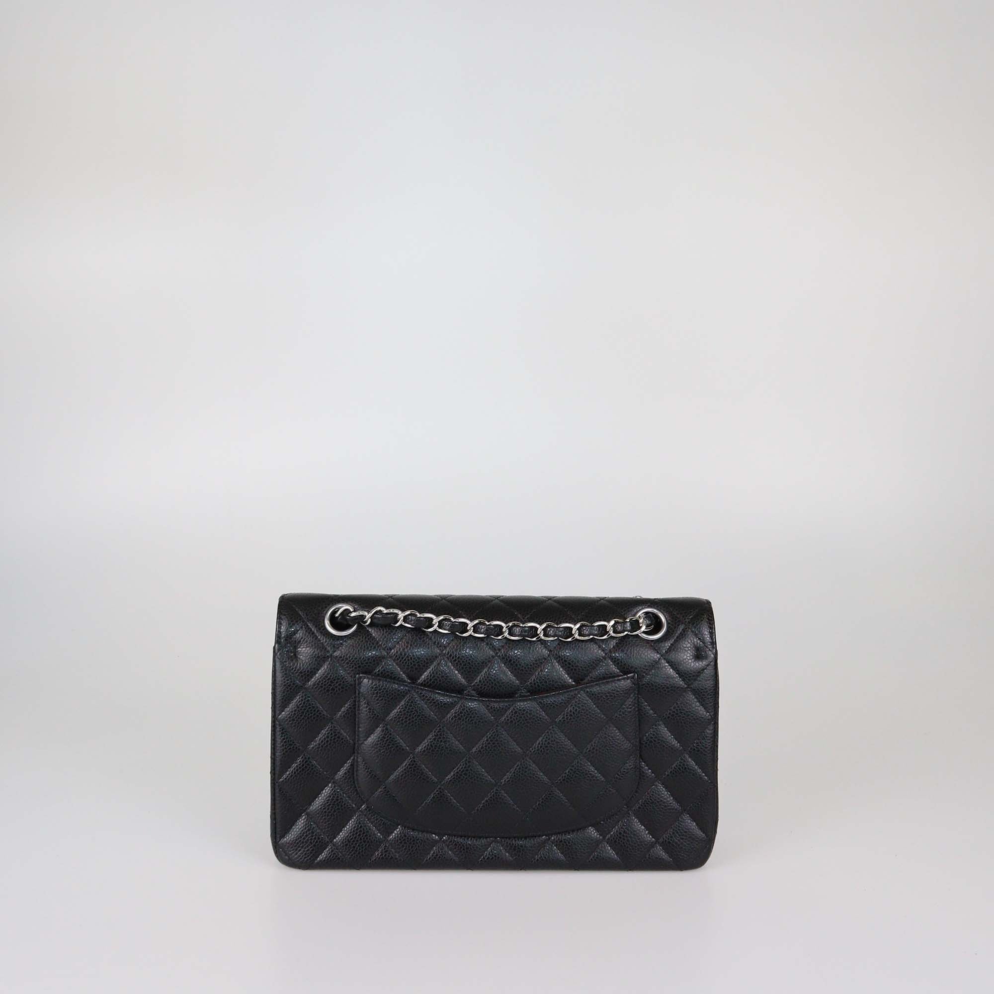 Chanel Black Quilted Caviar Leather Medium Classic Double Flap Bag
