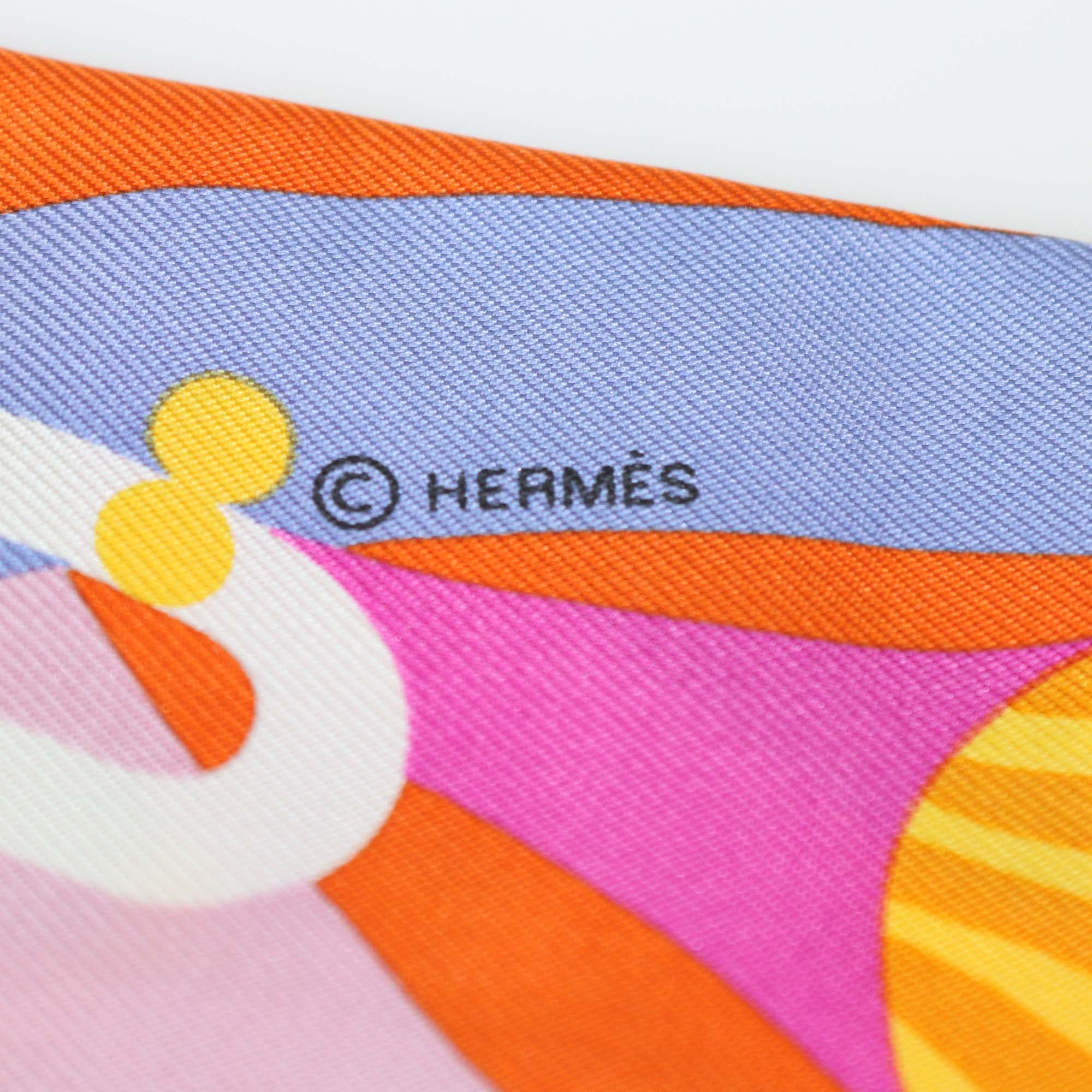 Hermes Parme Orange Cuit Silk Parade en Fanfare Twilly