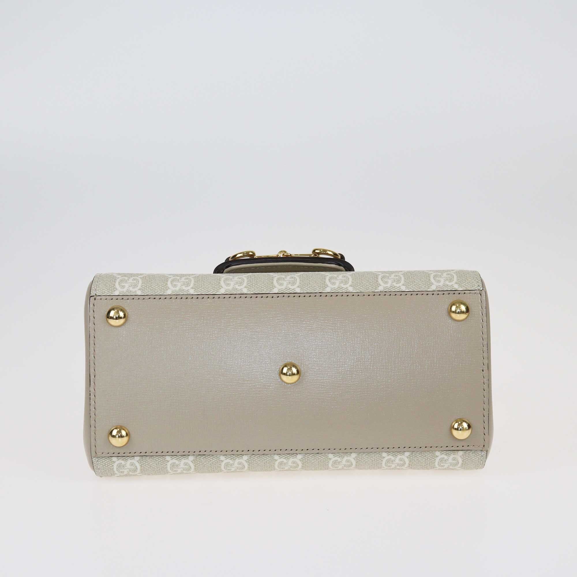 Gucci Beige GG Supreme Canvas Mini Horsebit 1955 Top Handle Bag Bags Gucci