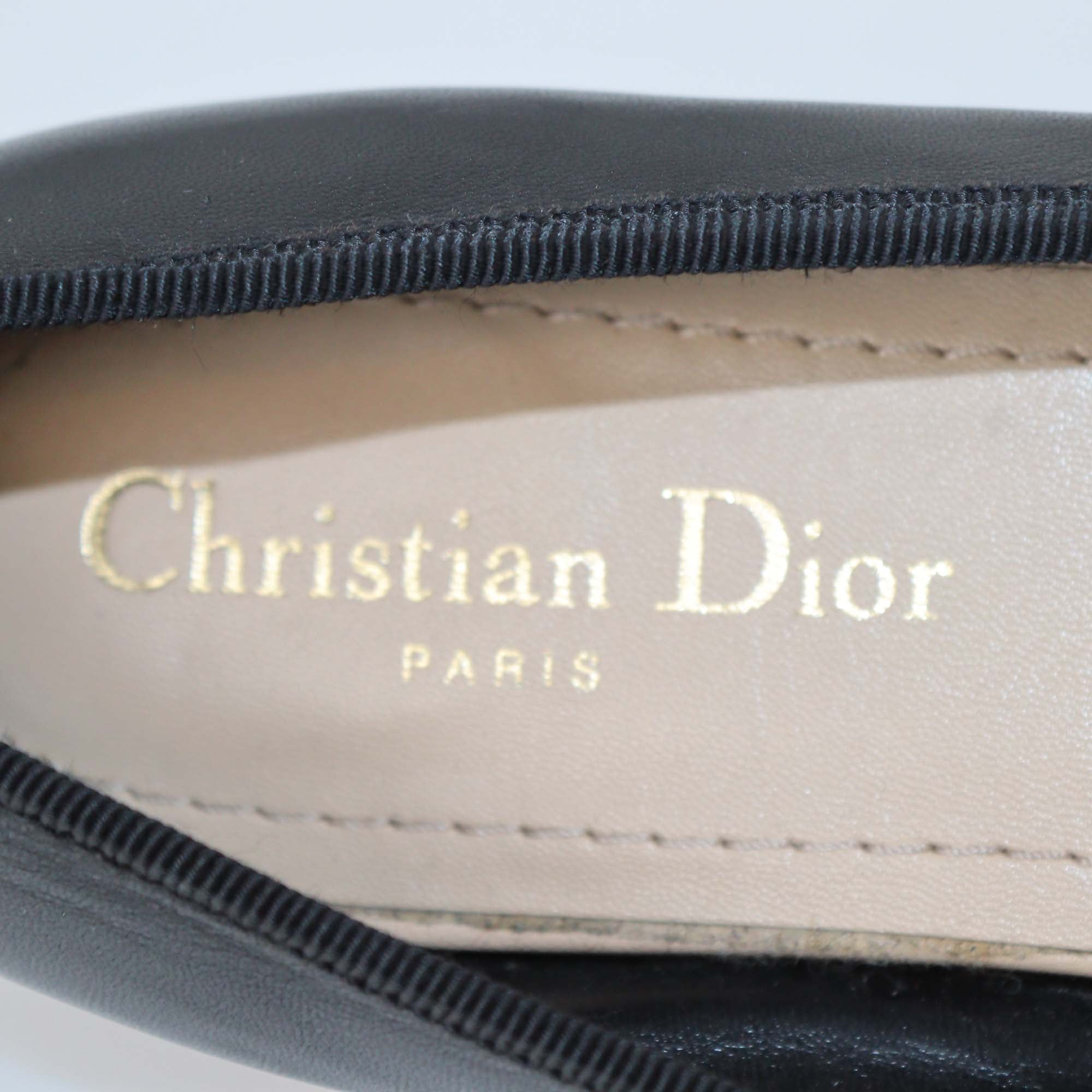 Christian Dior Black Leather J'Adior Ballet Flats