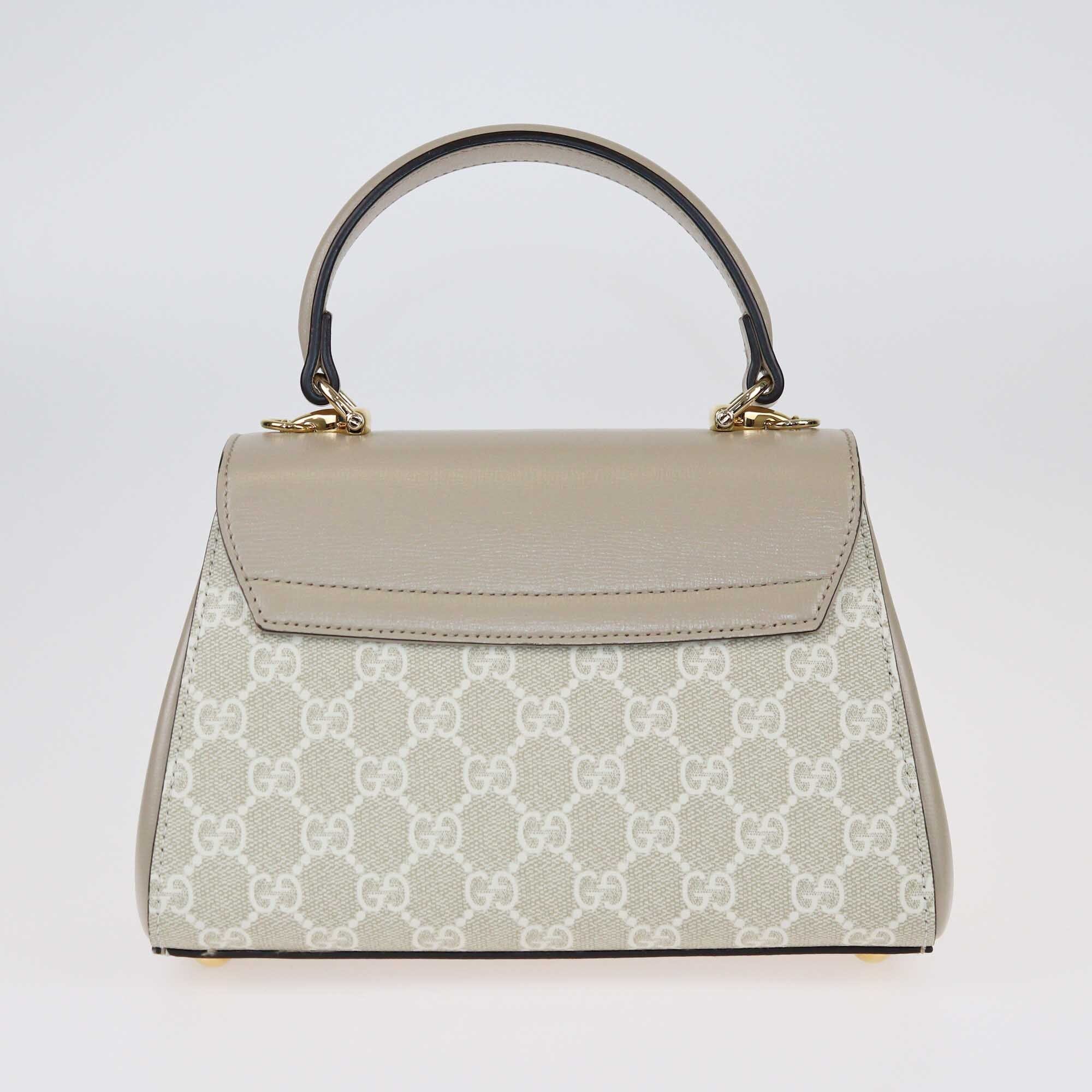 Gucci Beige GG Supreme Canvas Mini Horsebit 1955 Top Handle Bag Bags Gucci