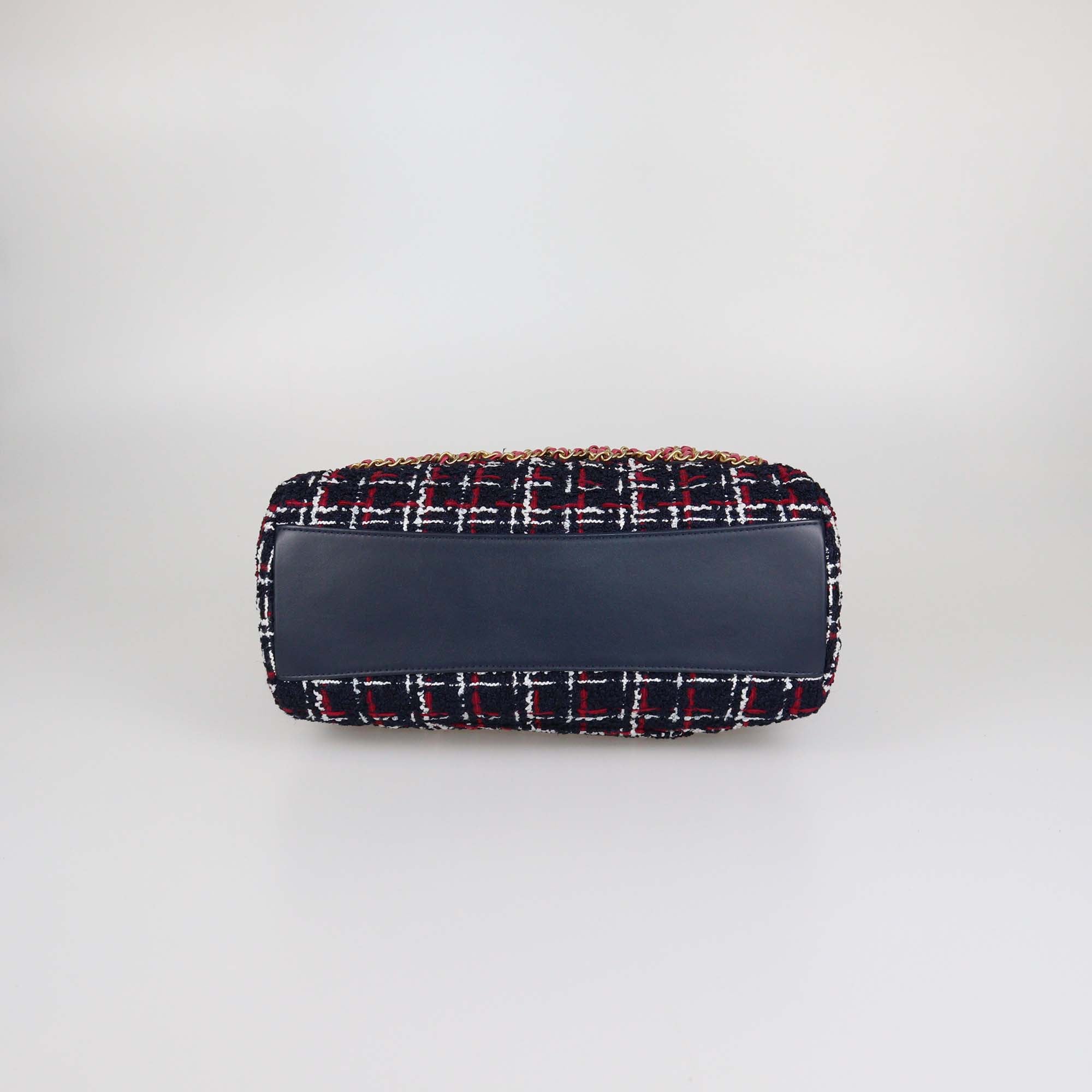Chanel Tricolor Tweed Written in Chain Shoulder Bag