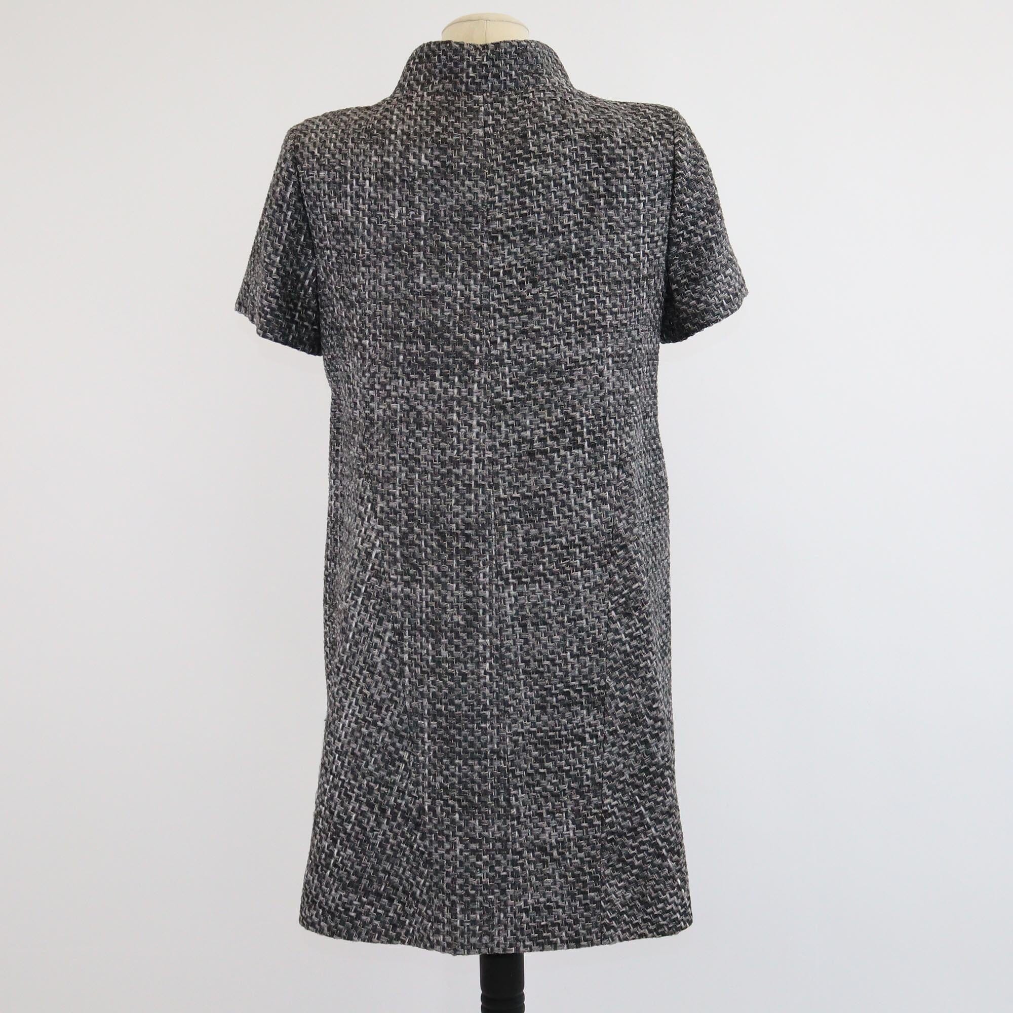 Chanel Grey/Blue Textured Double Breasted Short Sleeve Coat Womens Chanel