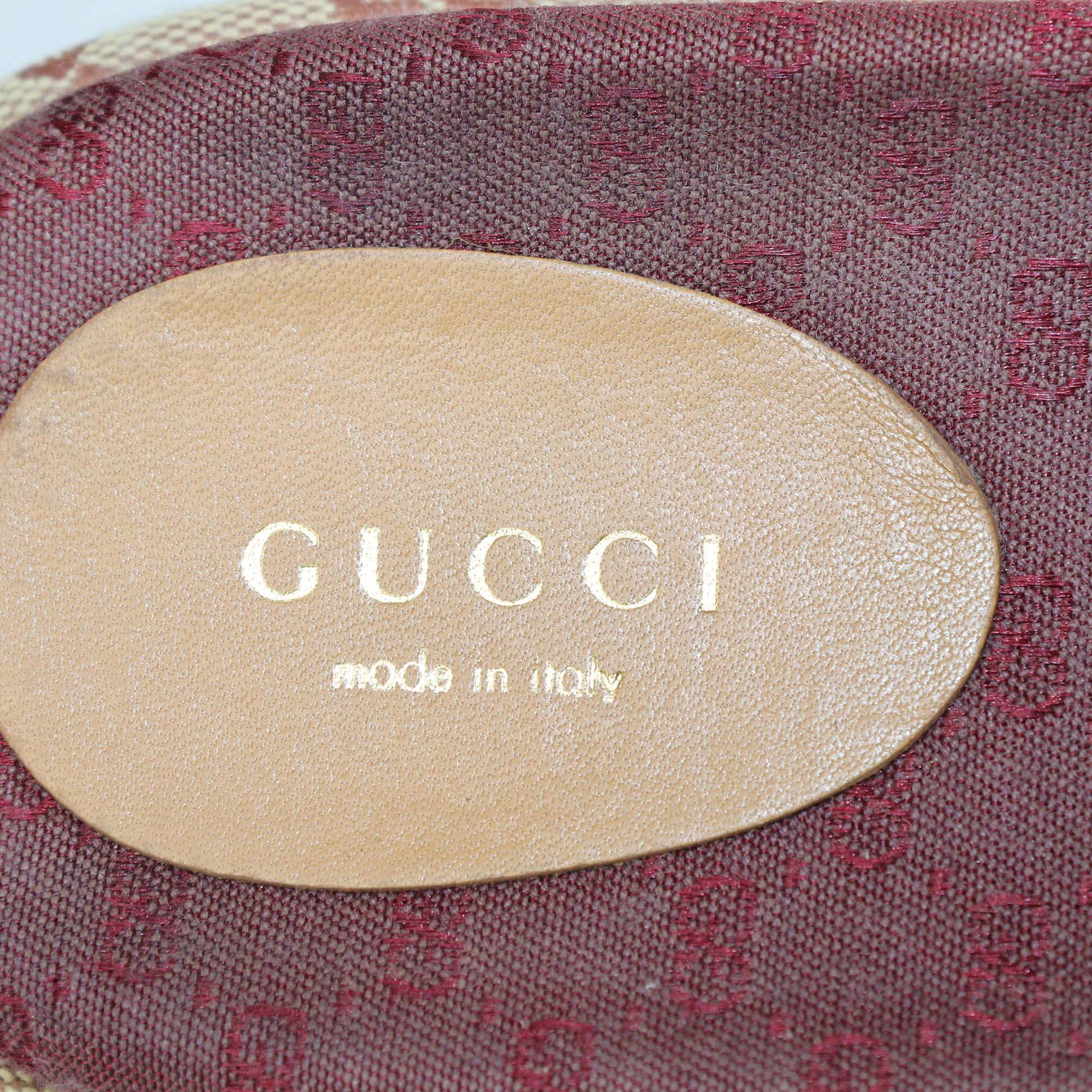 Gucci Beige/Red GG Canvas Platform Slide Sandals