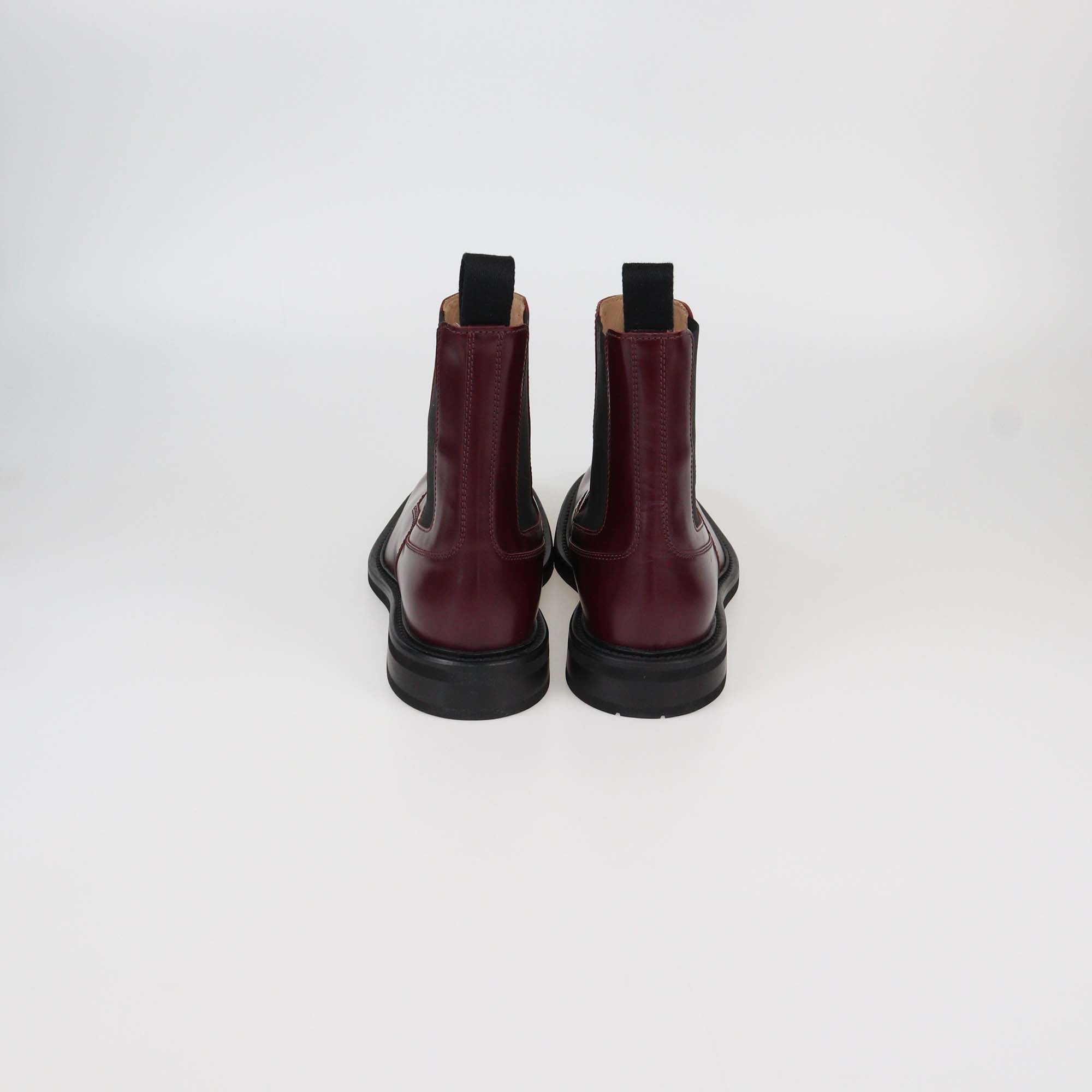 Bottega Veneta Burgundy Leather Chelsea Ankle Boots