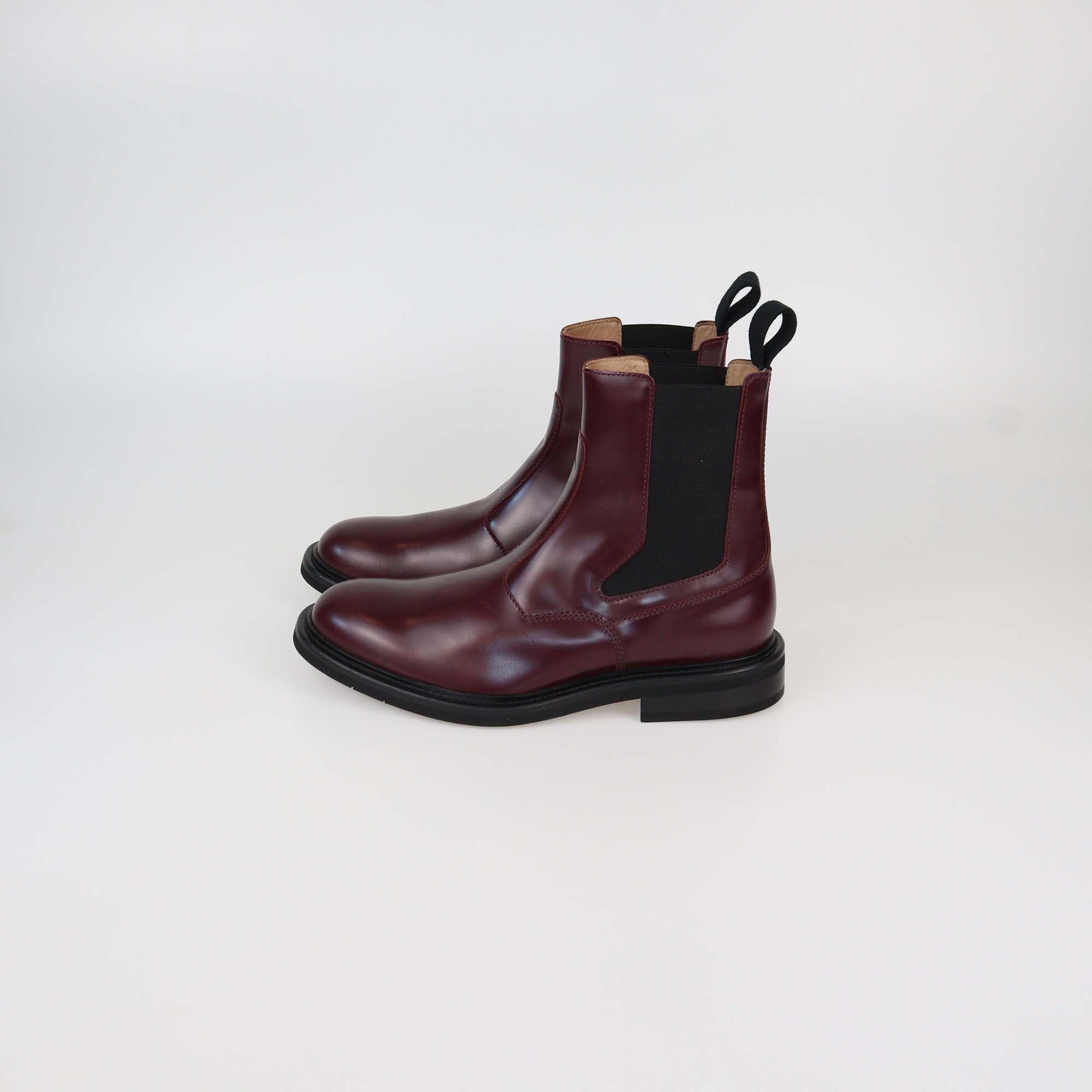 Bottega Veneta Burgundy Leather Chelsea Ankle Boots