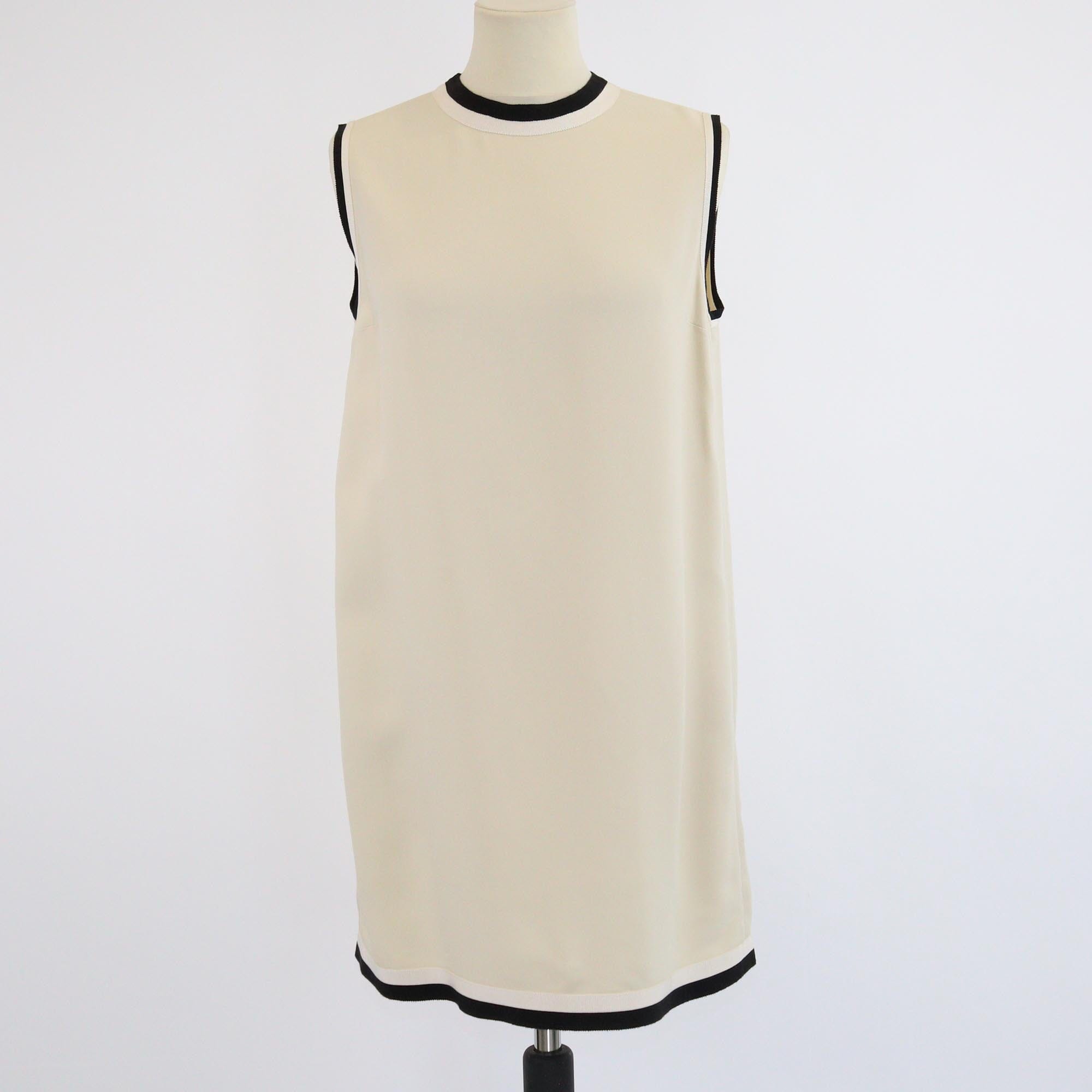 Gucci Cream/Black Trim Sleeveless Mini Dress Womens Gucci