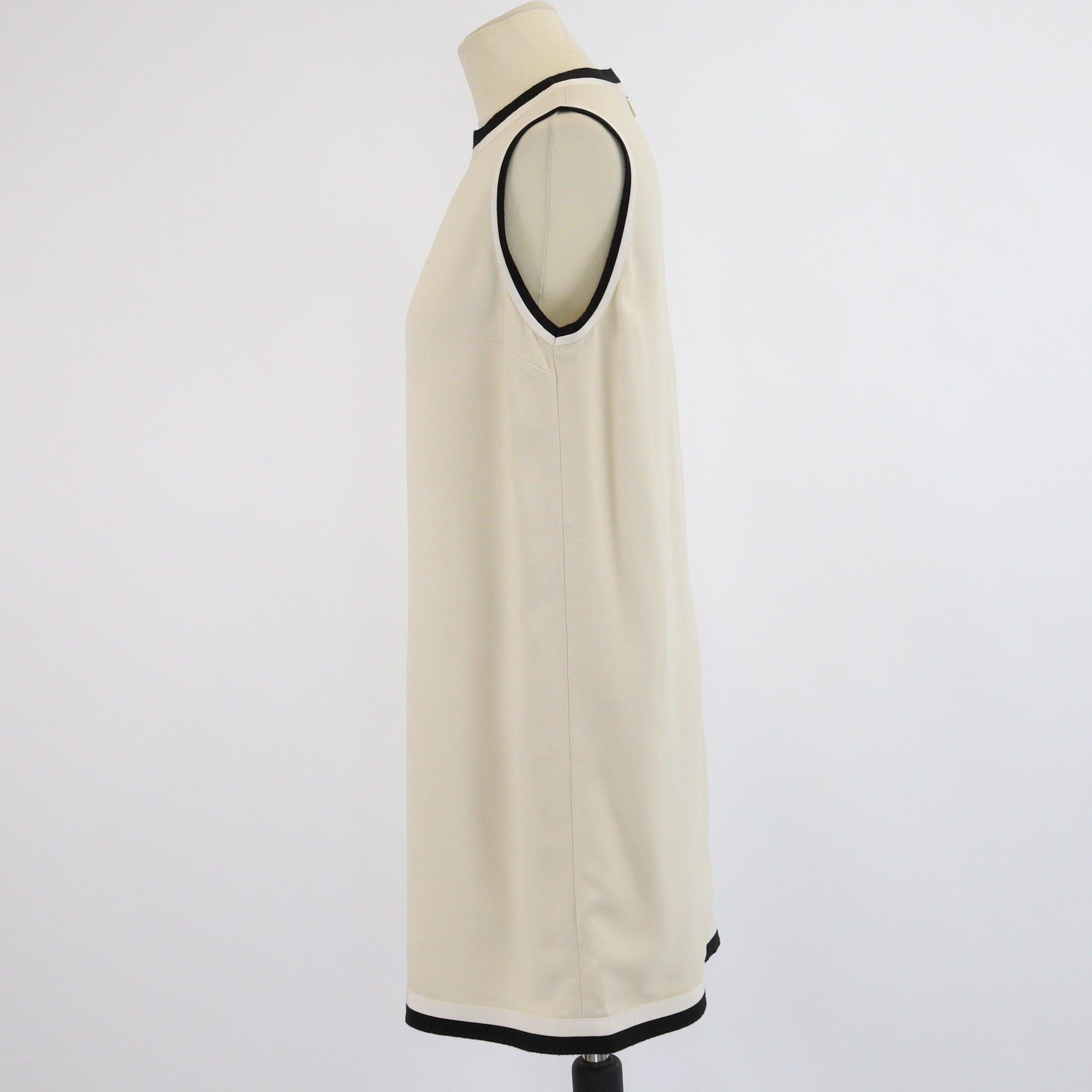 Gucci Cream/Black Trim Sleeveless Mini Dress Womens Gucci