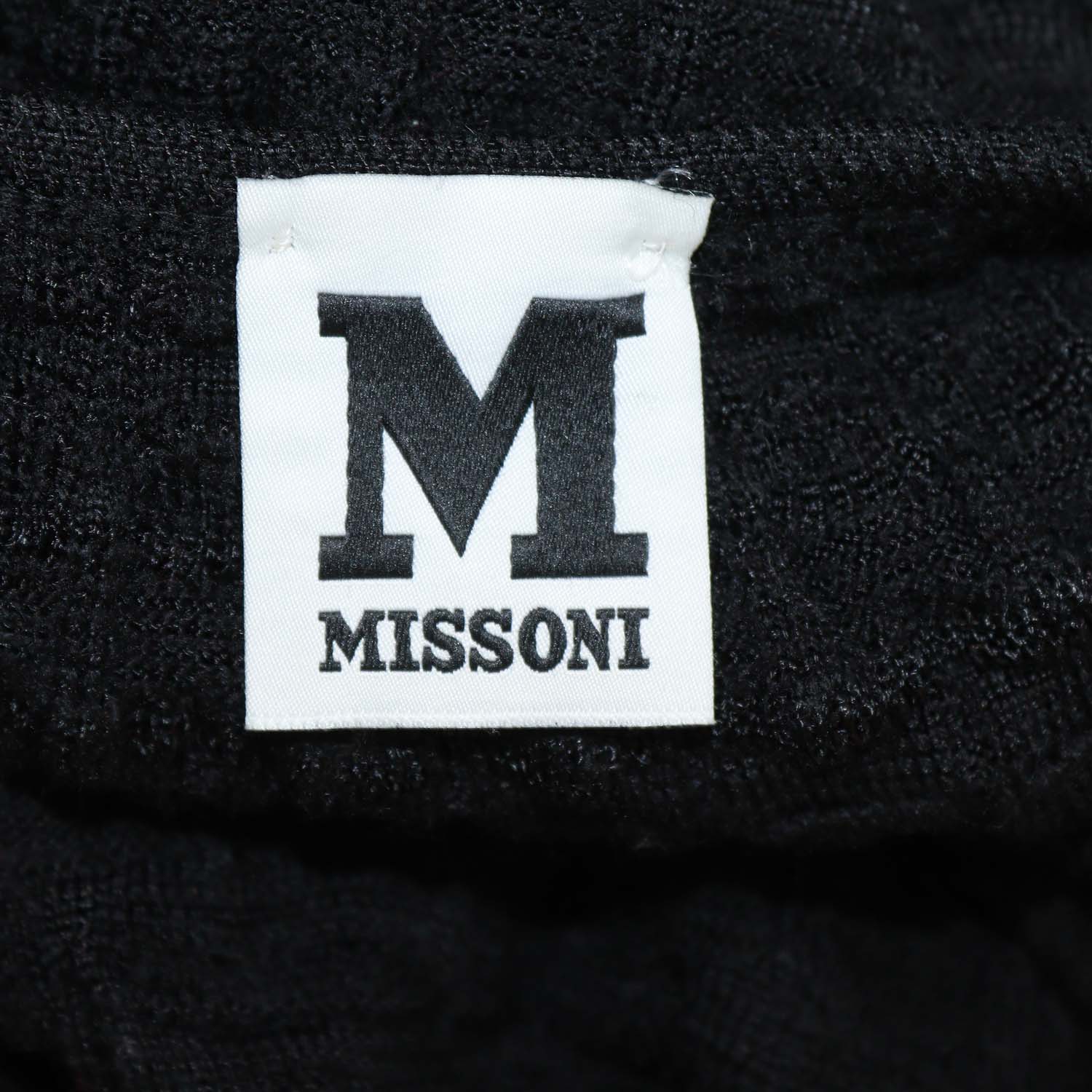 M Missoni Black Viscose and Wool Knit Textured Three Quarter Sleeve Sweater