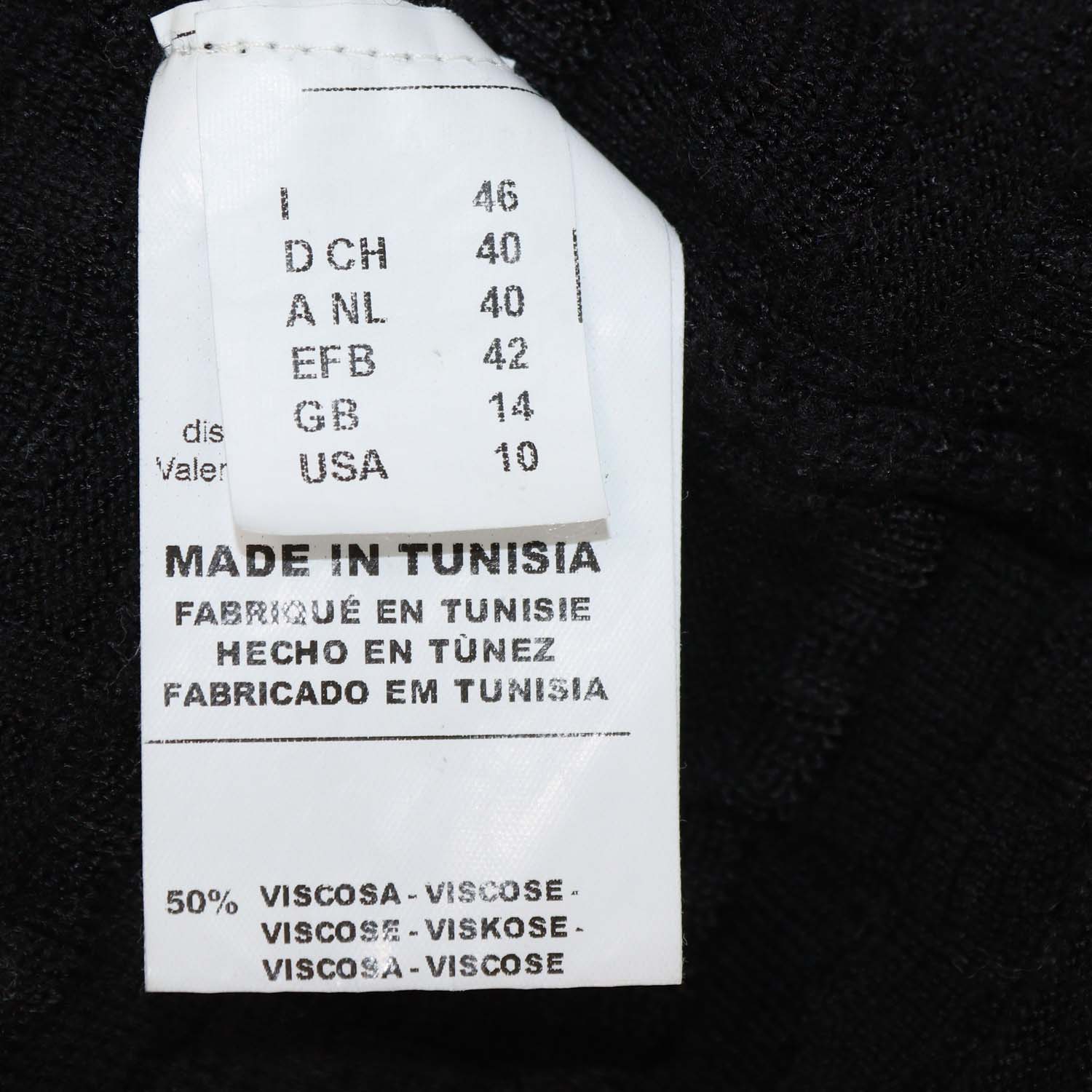 M Missoni Black Viscose and Wool Knit Textured Three Quarter Sleeve Sweater