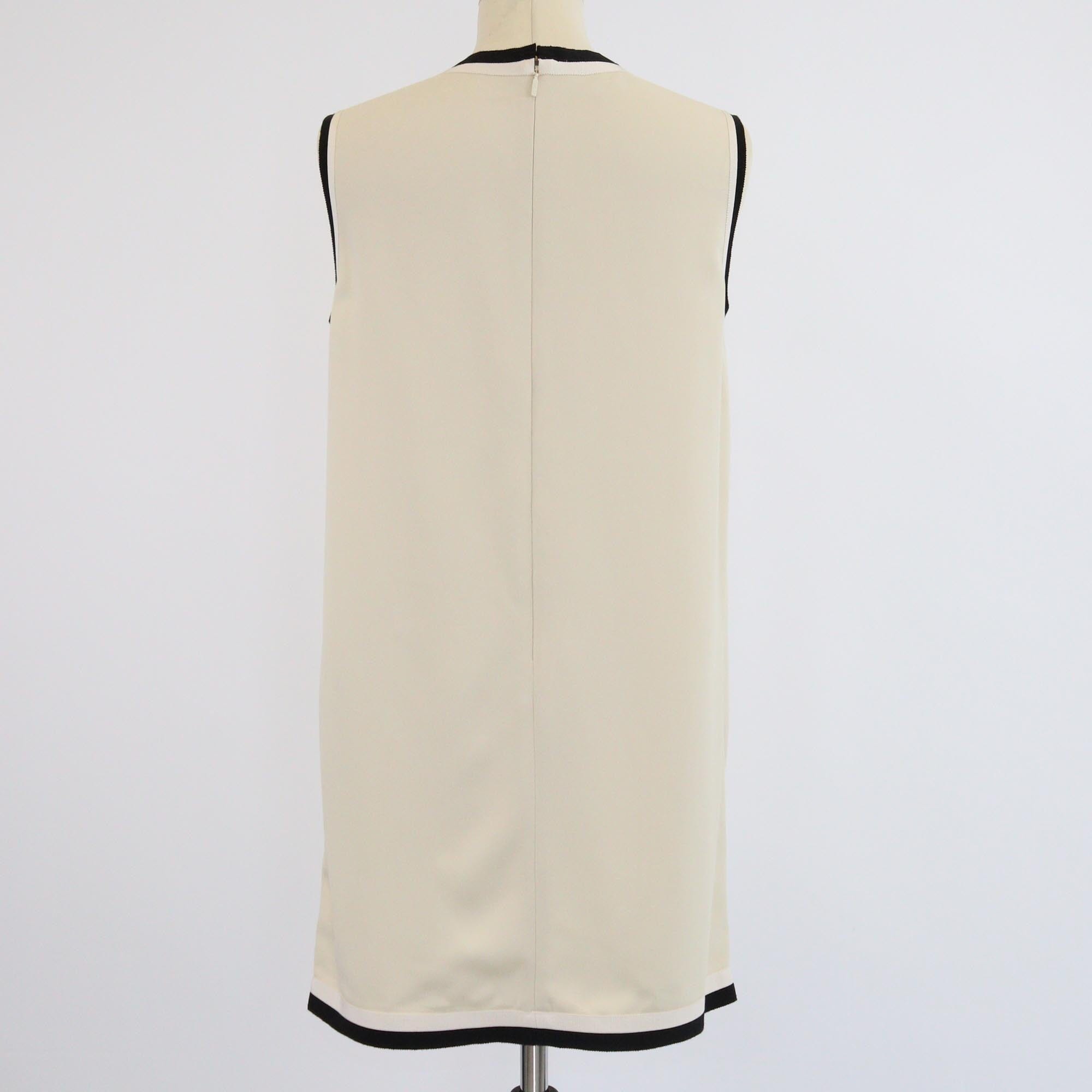 Gucci Cream/Black Trim Sleeveless Mini Dress Womens Gucci
