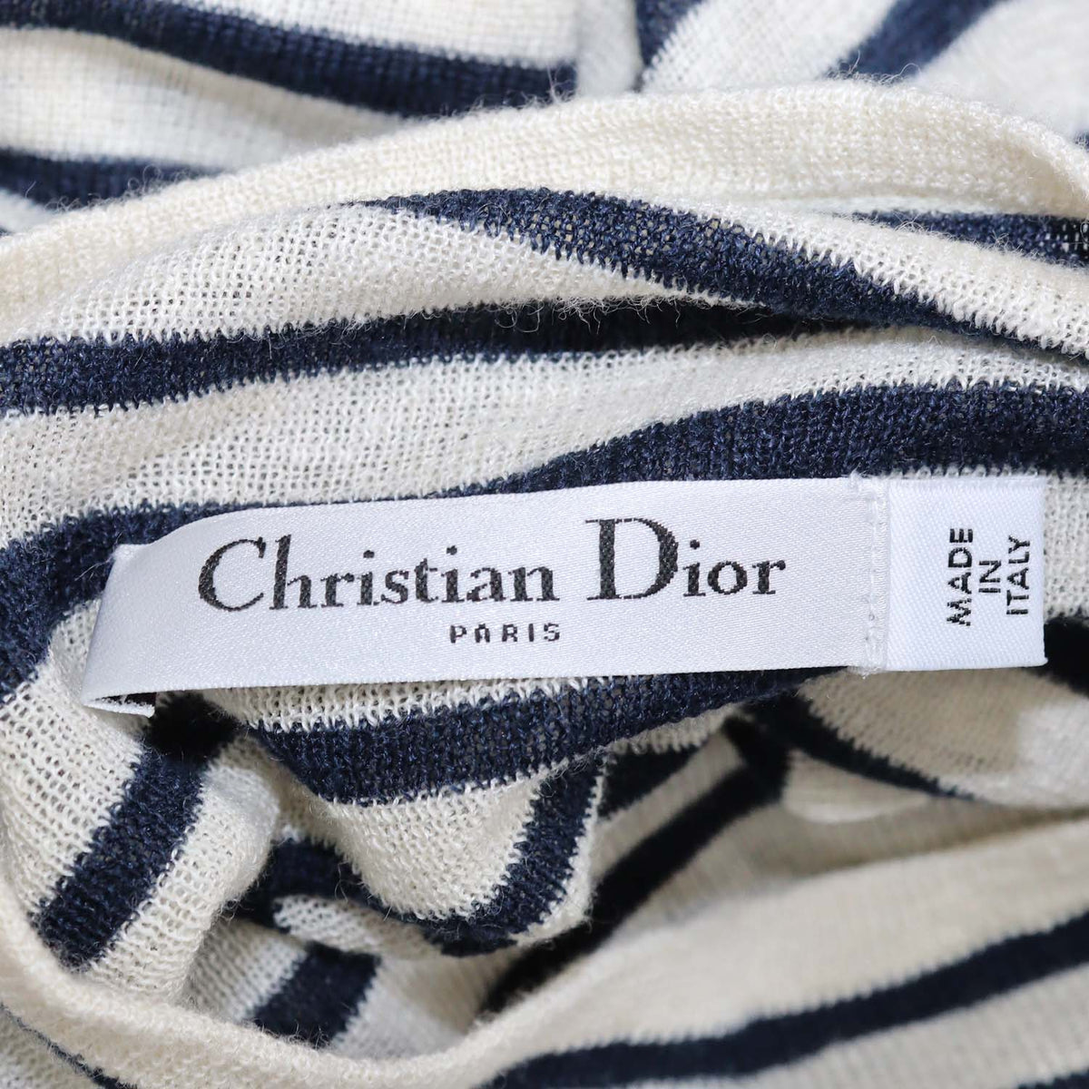 Christian Dior Navy Blue,Cream Linen Cashmere Stipe Top