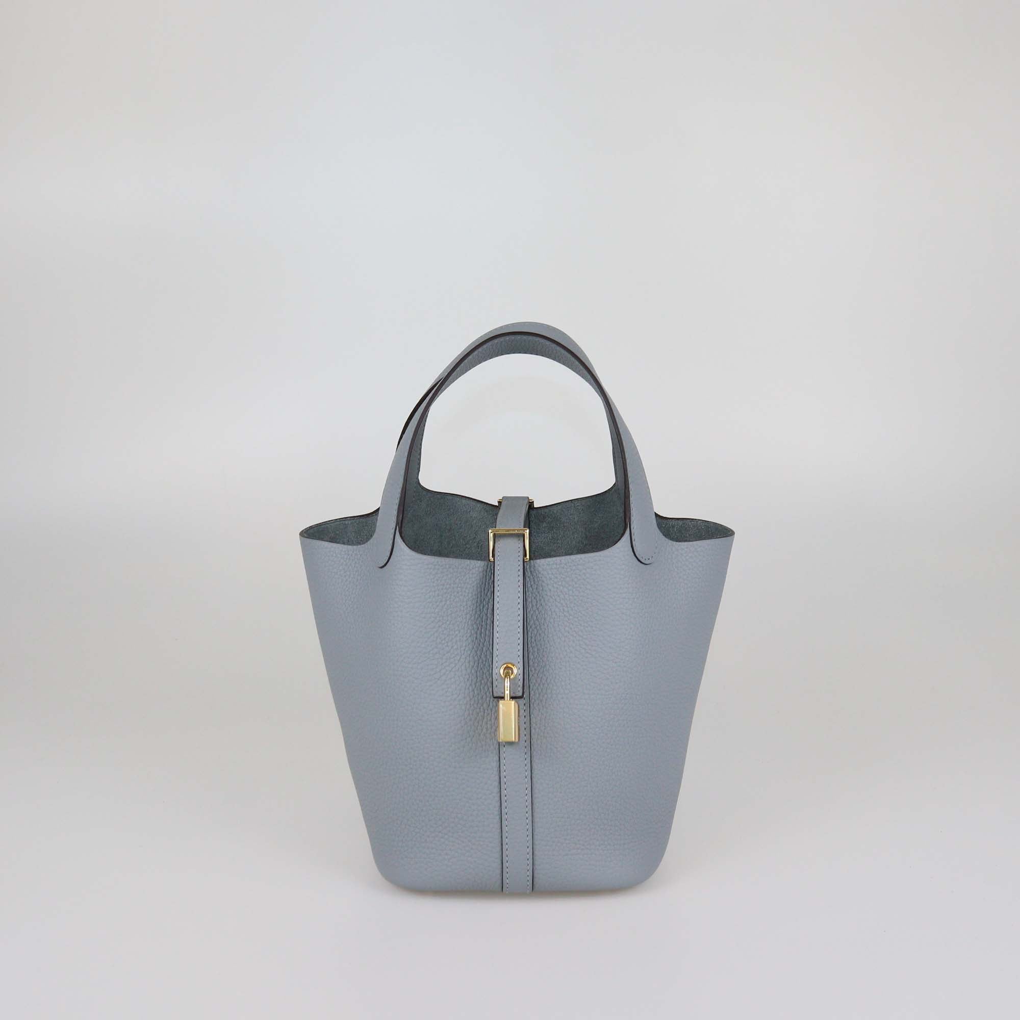 Hermes Gris Pantin Clemence Leather Picotin Lock 18 Bag