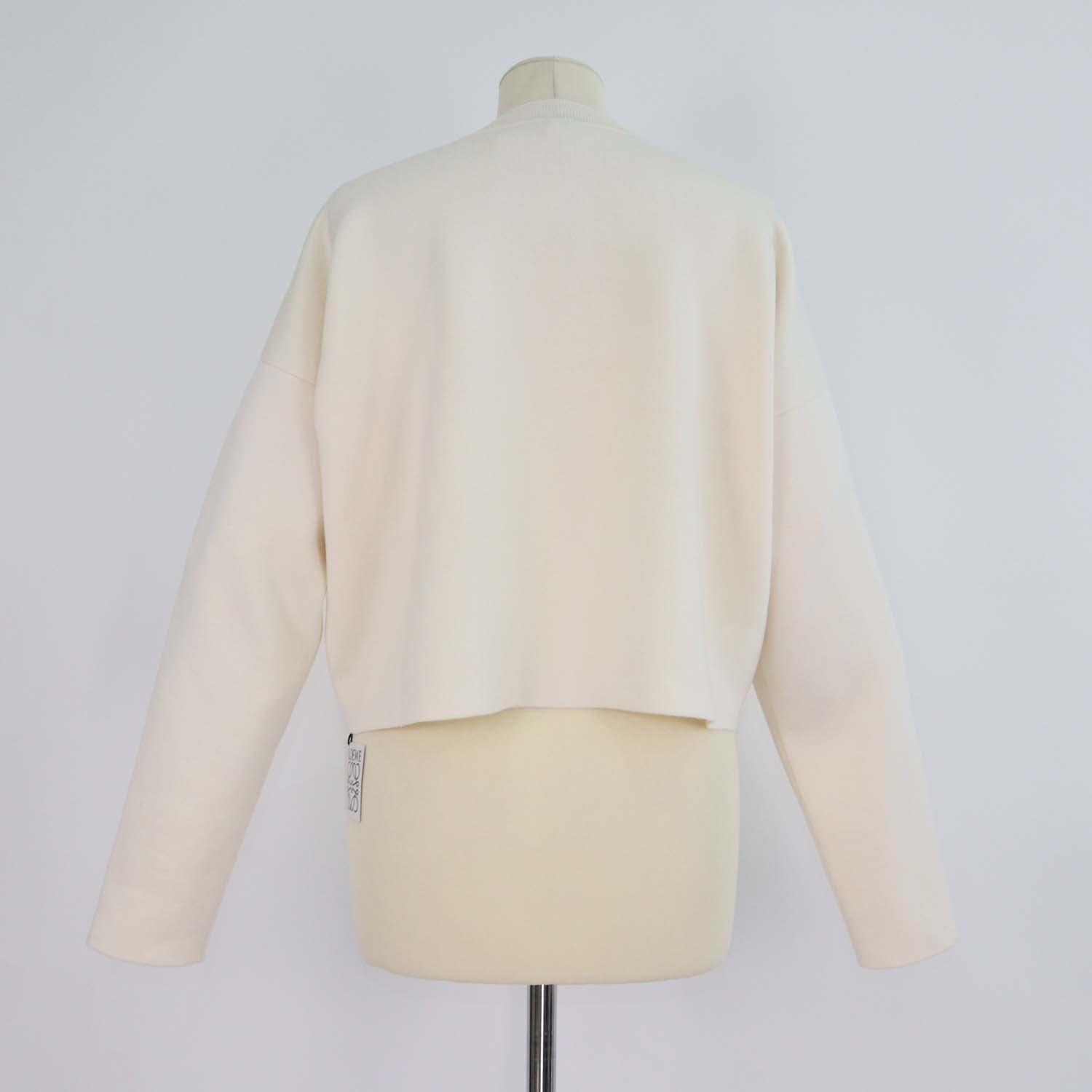 Loewe Off White Blend Wool Knit Anagram Cropped Sweater