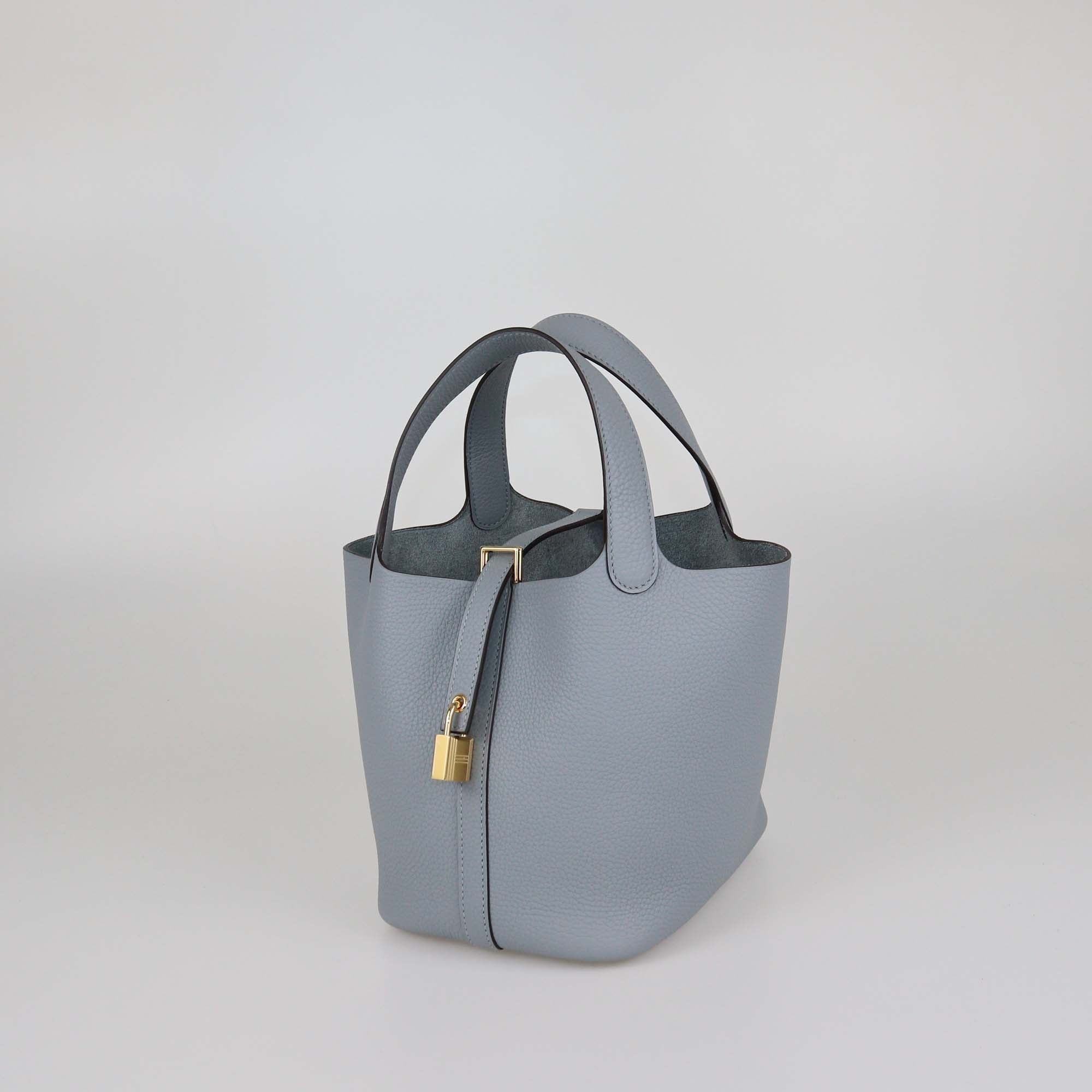 Hermes Gris Pantin Clemence Leather Picotin Lock 18 Bag