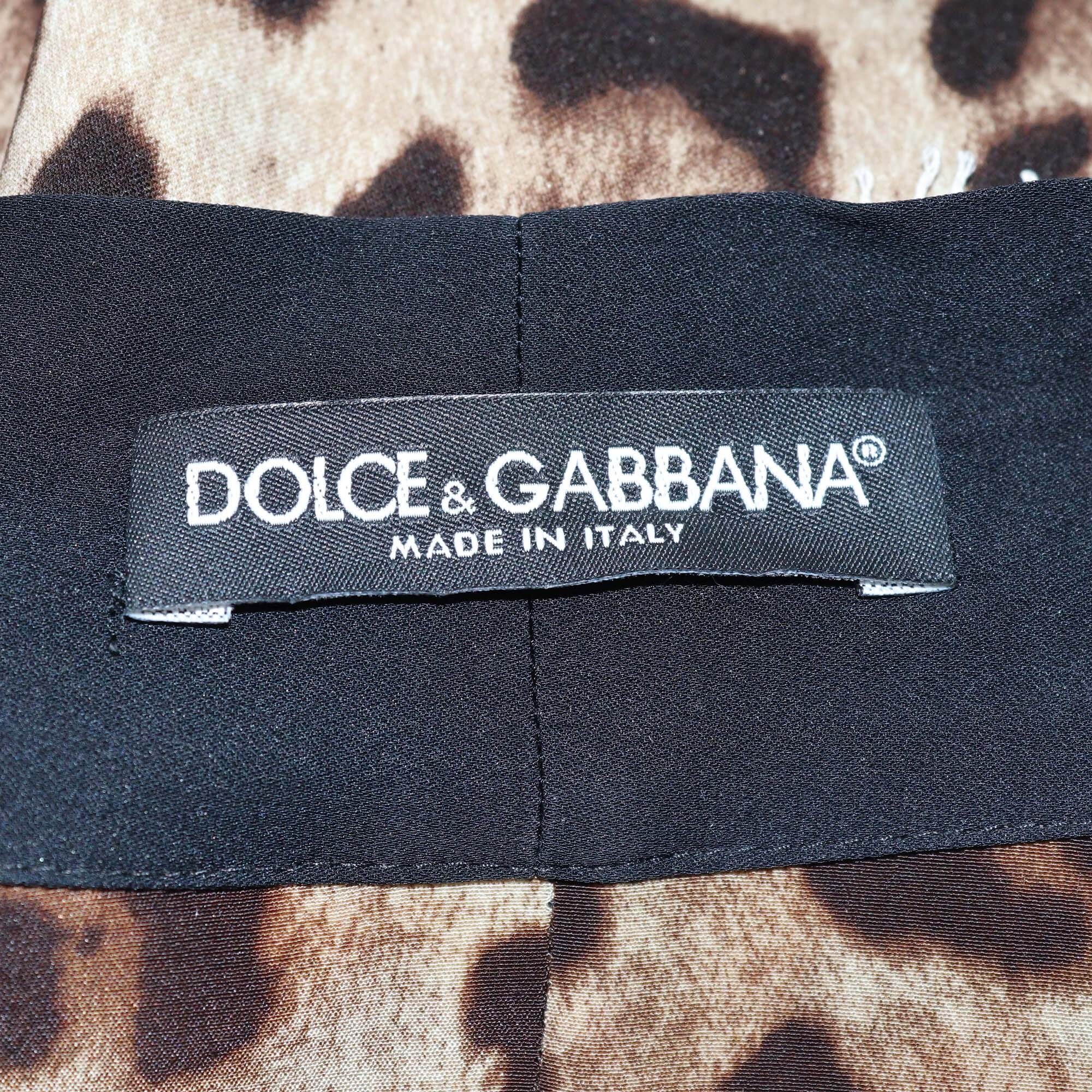 Dolce & Gabbana Multicolor Leopard Print Lace Detail Abaya Dress Womens Dolce & Gabbana