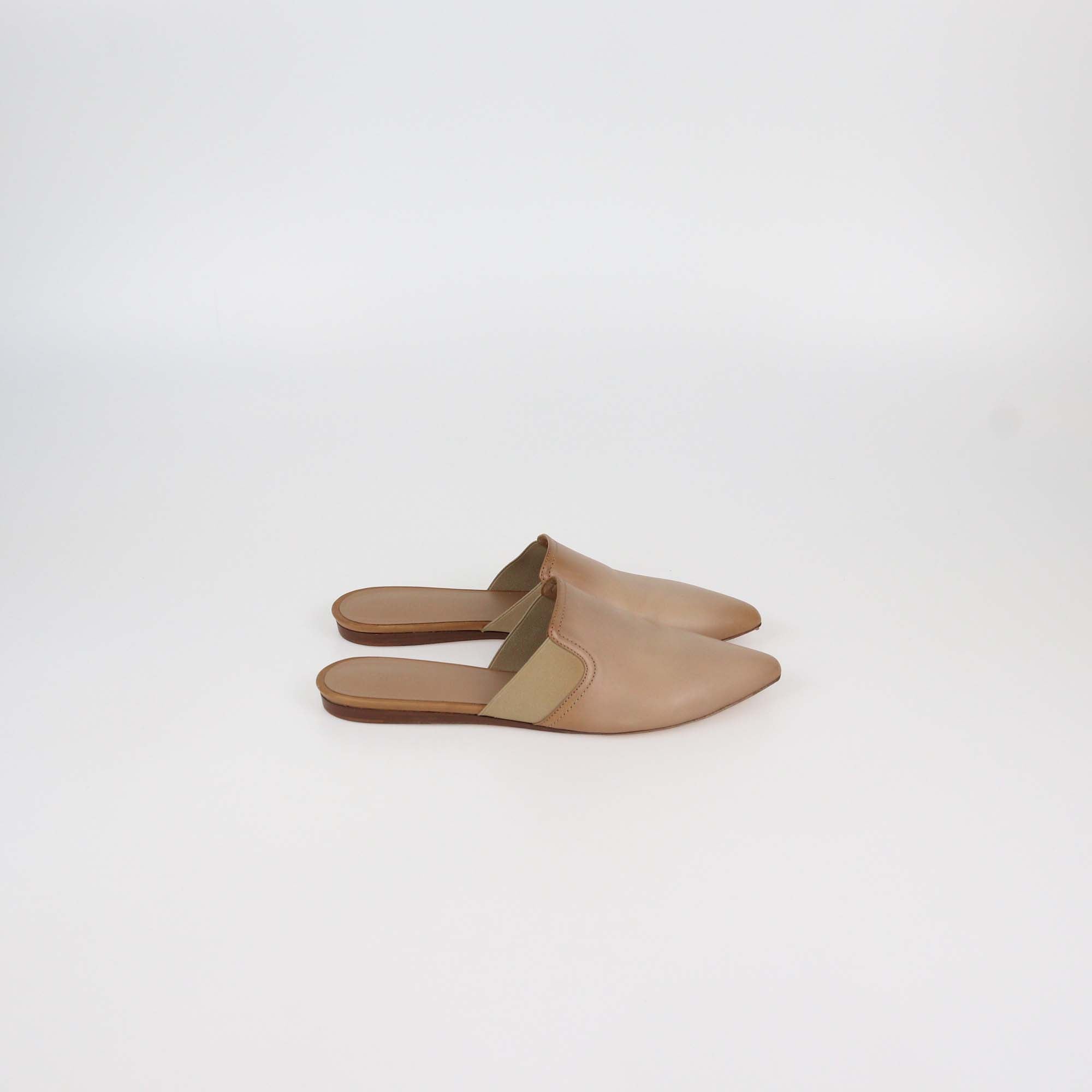 Vince Tan Leather Flat Mules