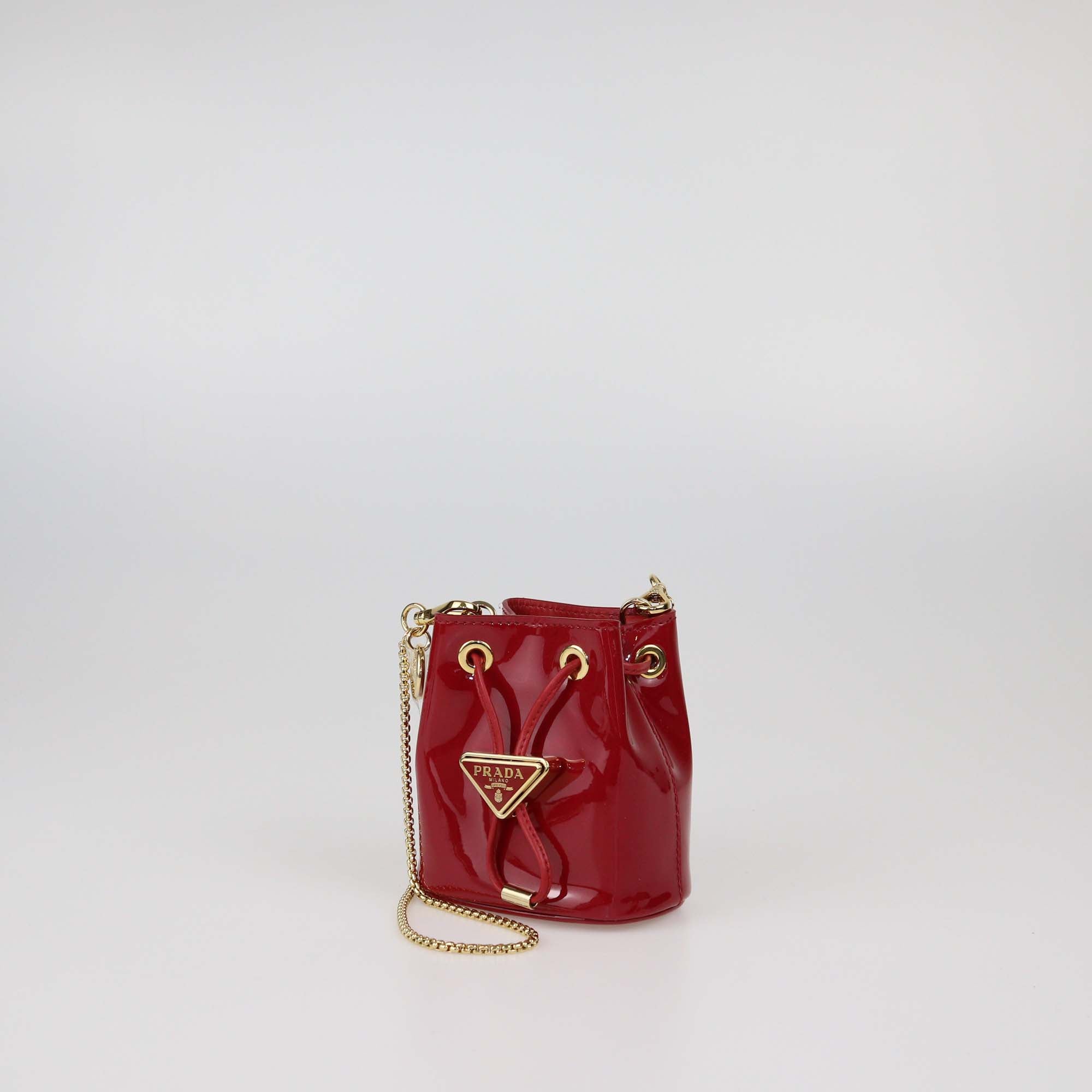 Prada Red Patent Leather Mini Drawstring Pouch