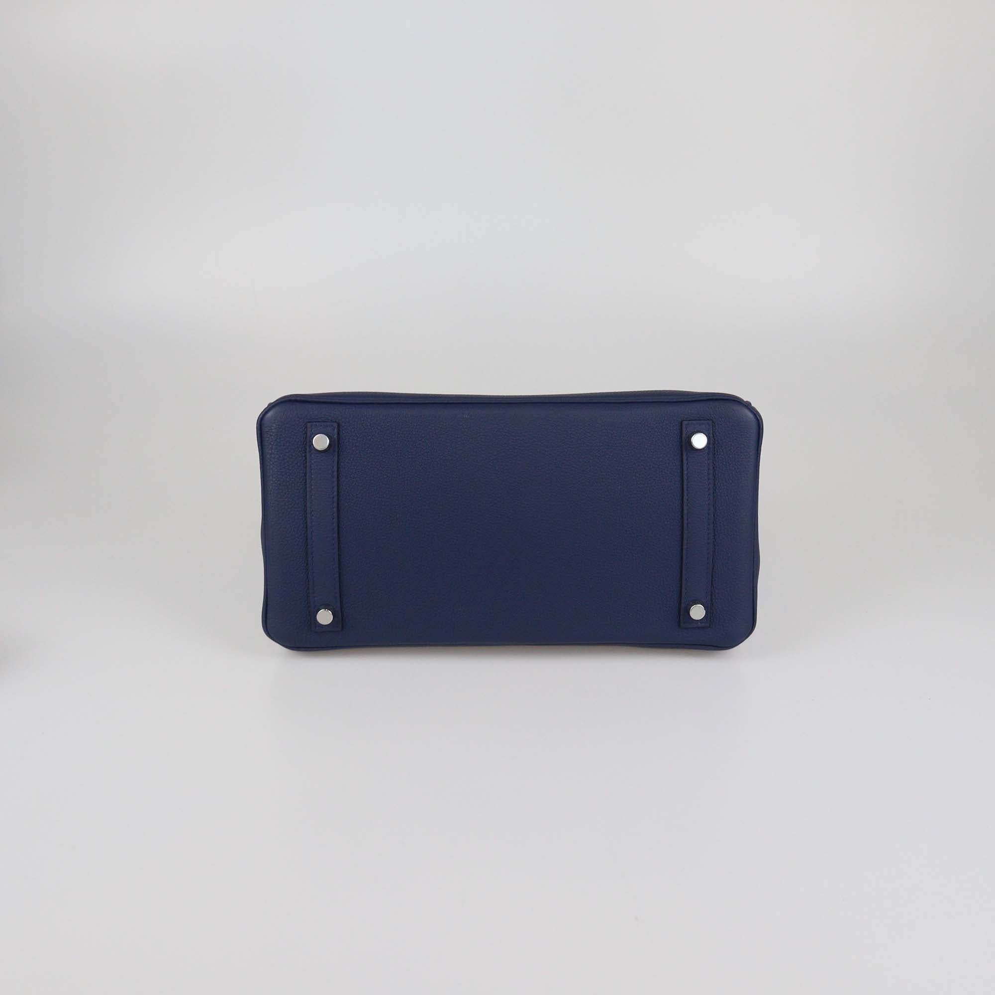 Hermes Navy Blue Togo Leather Palladium Hardware Birkin 30 Bag